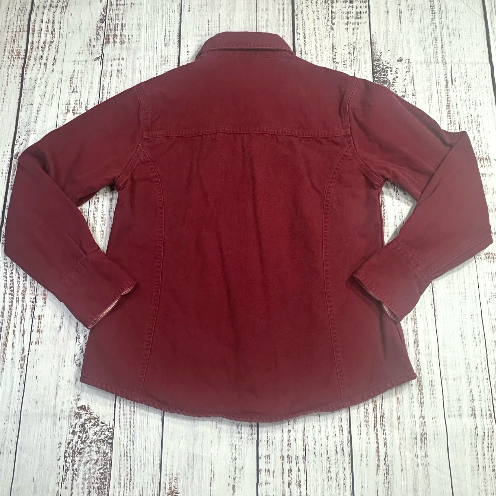 Carhartt Carhartt Women Dark Red Canvas Snap Up Shirt WS006DKR Small Lined Flannel Long Sleeve Button-Up Size S / US 4 / IT 40 - 6 Thumbnail