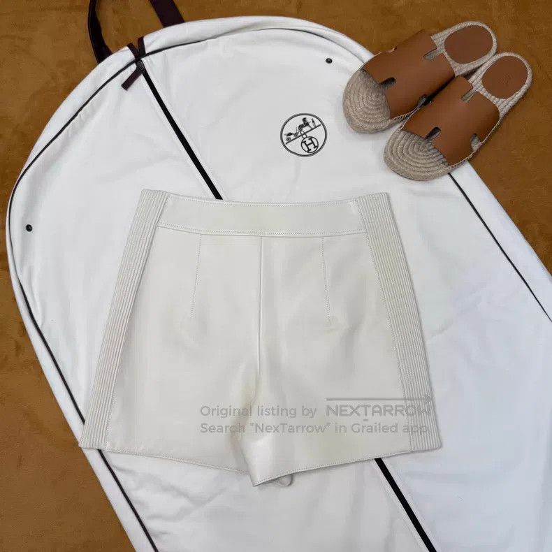 Hermes Hermes Cream White Sheepskin Half Zip Short Pants Size 24" / US 00 / IT 34 - 2 Thumbnail