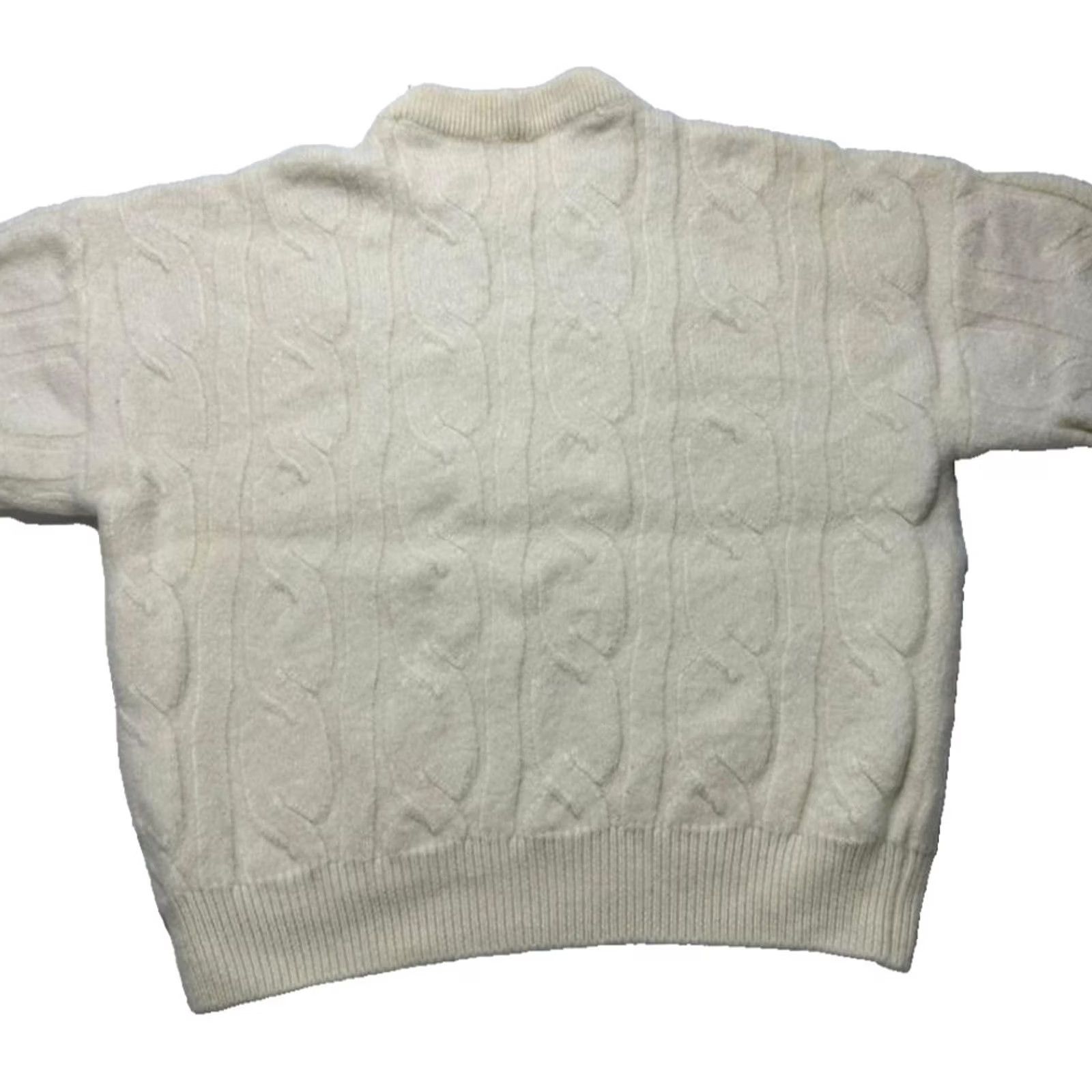 Ferrari Ferrari Cable Knit Sweater White Wool Logo Embroidered Unisex | M Size M / US 6-8 / IT 42-44 - 3 Thumbnail