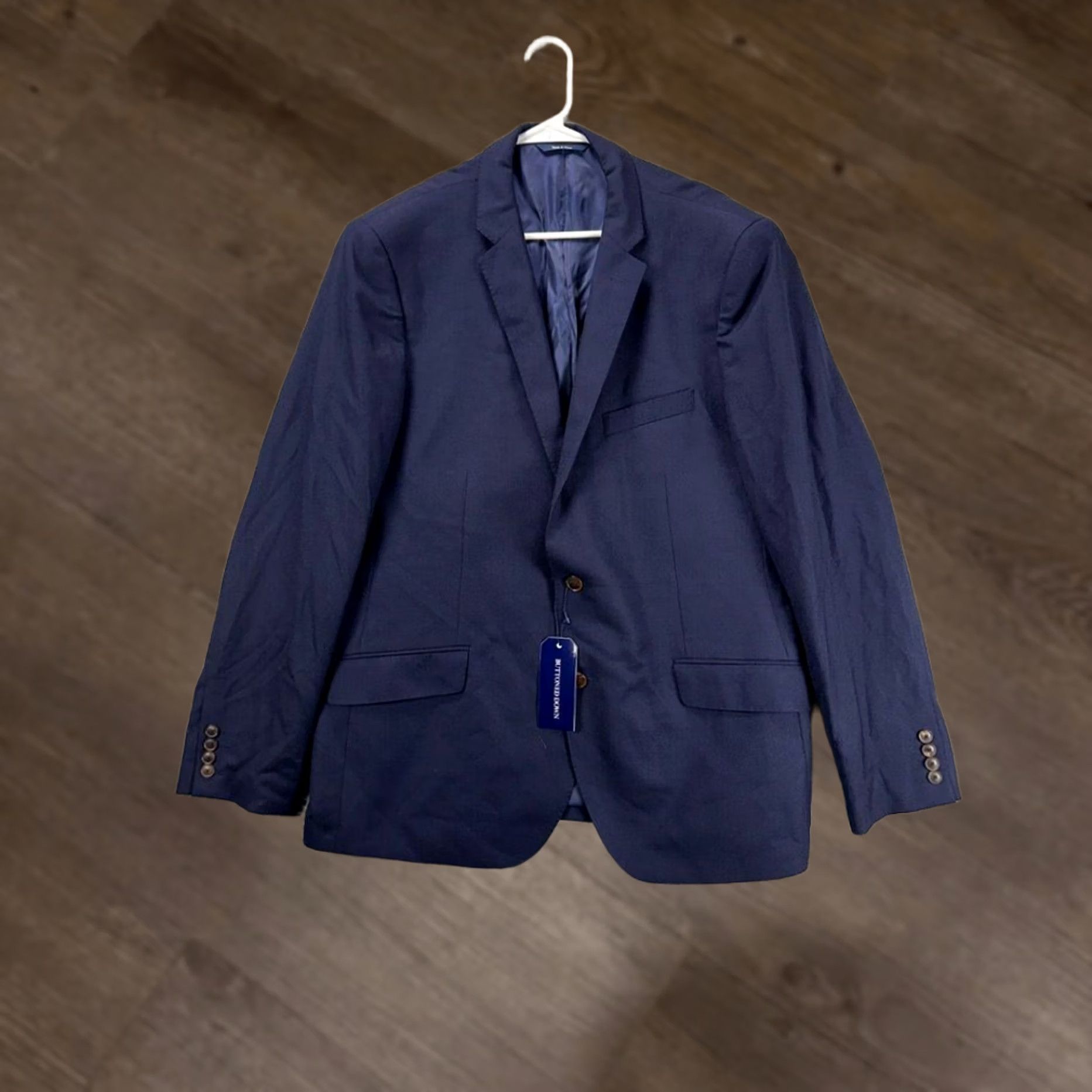 Vintage Buttoned Down Blazer Mens 50R Blue Contemporary Classic Wool Suit NEW Size 50R - 1 Thumbnail