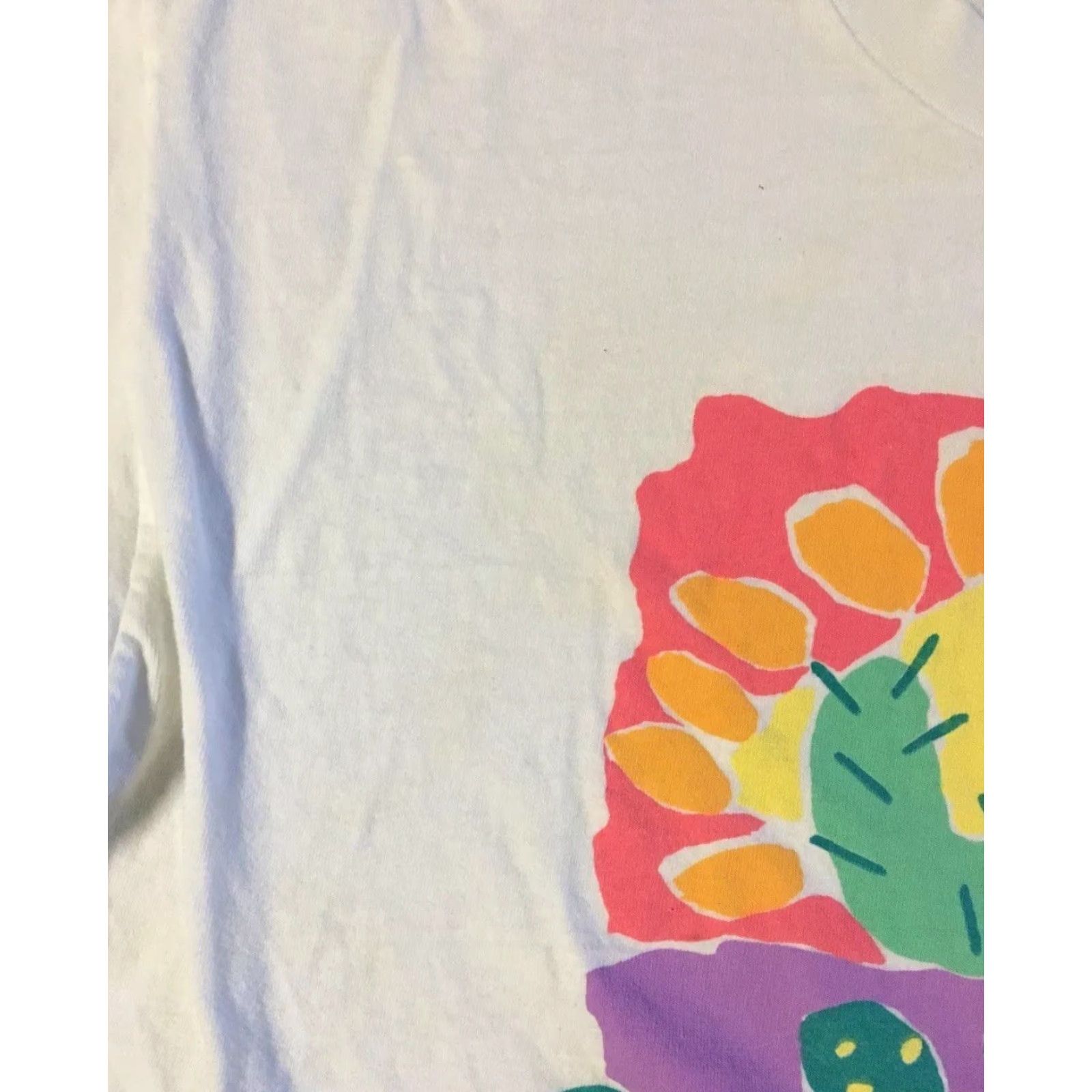 Vintage VINTAGE 90s Arizona Cactus Faded Abstract Art Shirt XL White Sun Palm Trees Beach Grunge 80s Mens T-Shirt Size US XL / EU 56 / 4 - 7 Thumbnail
