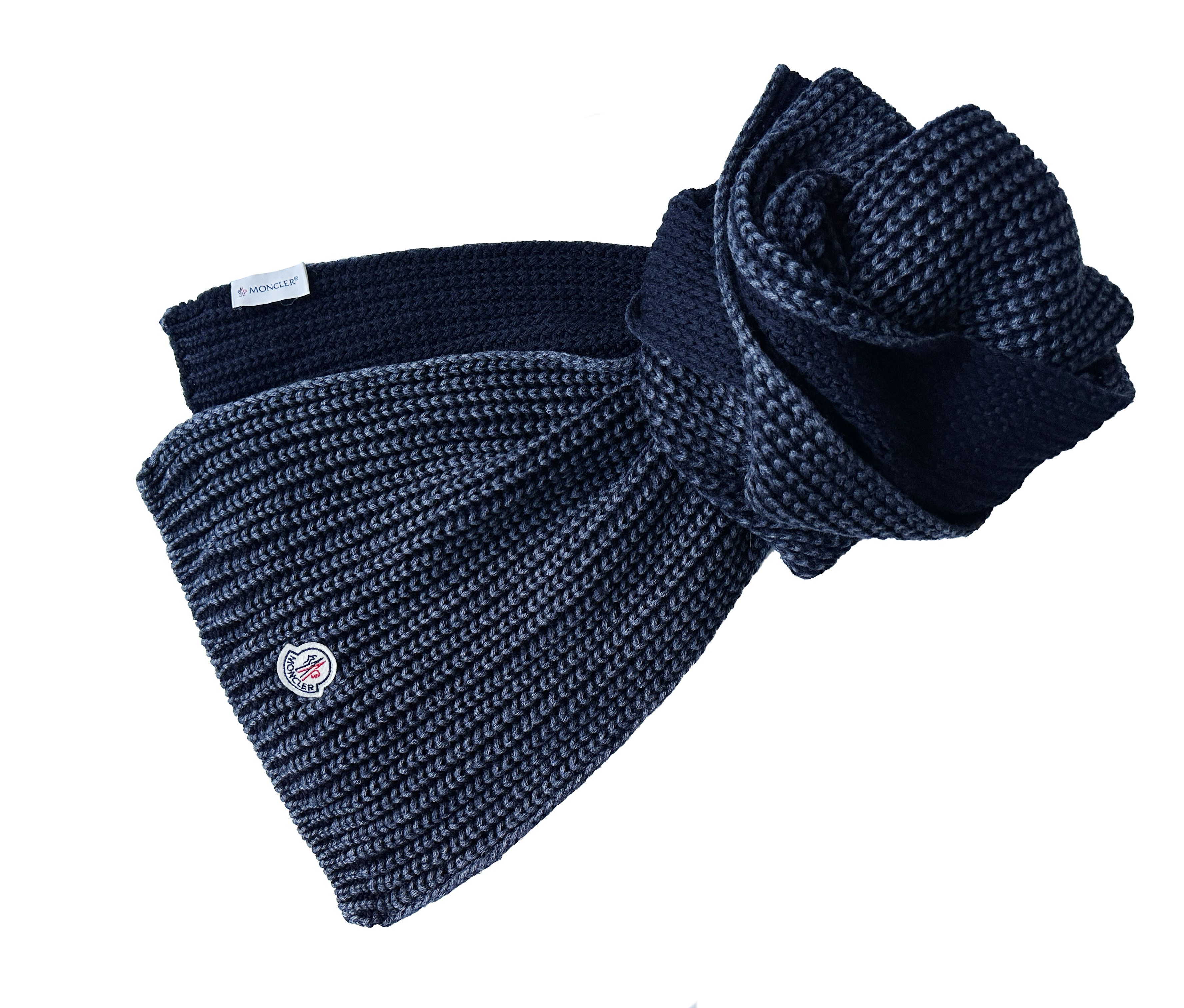 Moncler Moncler navy grey wool scarf Size ONE SIZE - 4 Thumbnail