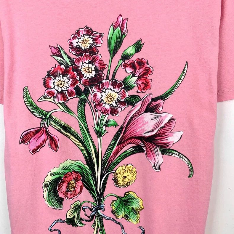 Gucci Gucci Floral printed pink round-neck cotton short-sleeved T Size US XS / EU 42 / 0 - 4 Thumbnail