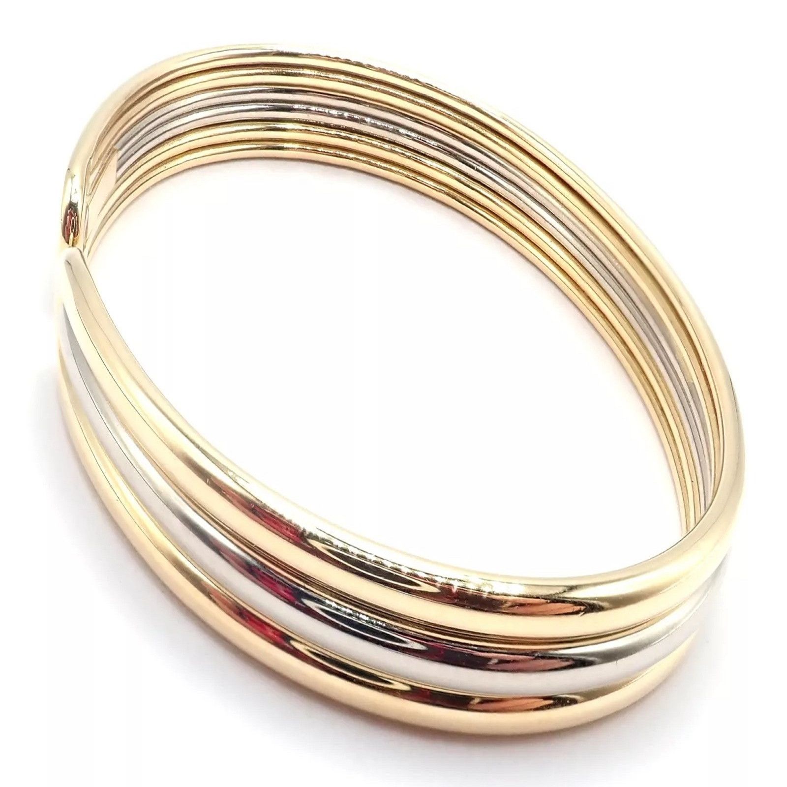 Van Cleef & Arpels 18k Yellow & White Gold Bangle Cuff Bracelet Size ONE SIZE - 8 Thumbnail