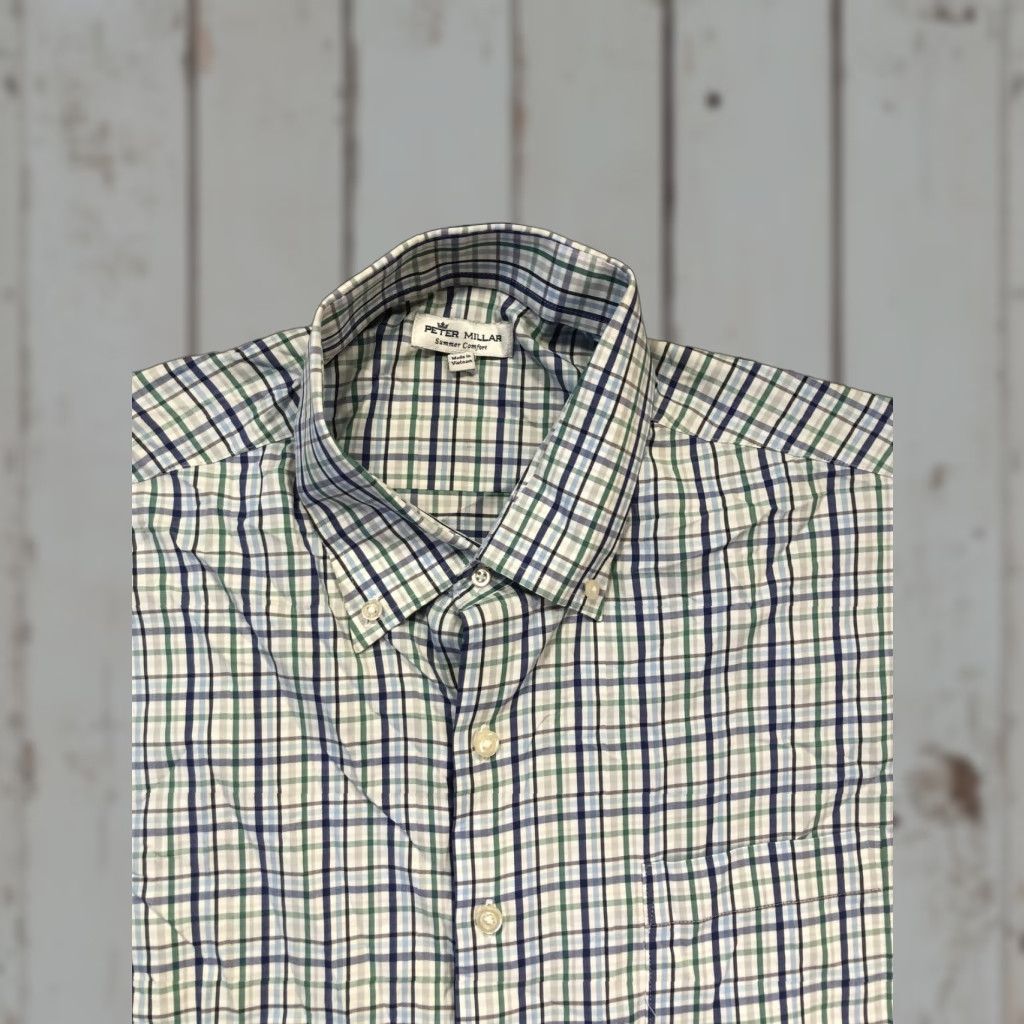 Peter Millar Peter Millar Shirt Mens XL Blue Check Long Sleeve Button-Down Summer Comfort Plaid Casual Size US XL / EU 56 / 4 - 1 Thumbnail