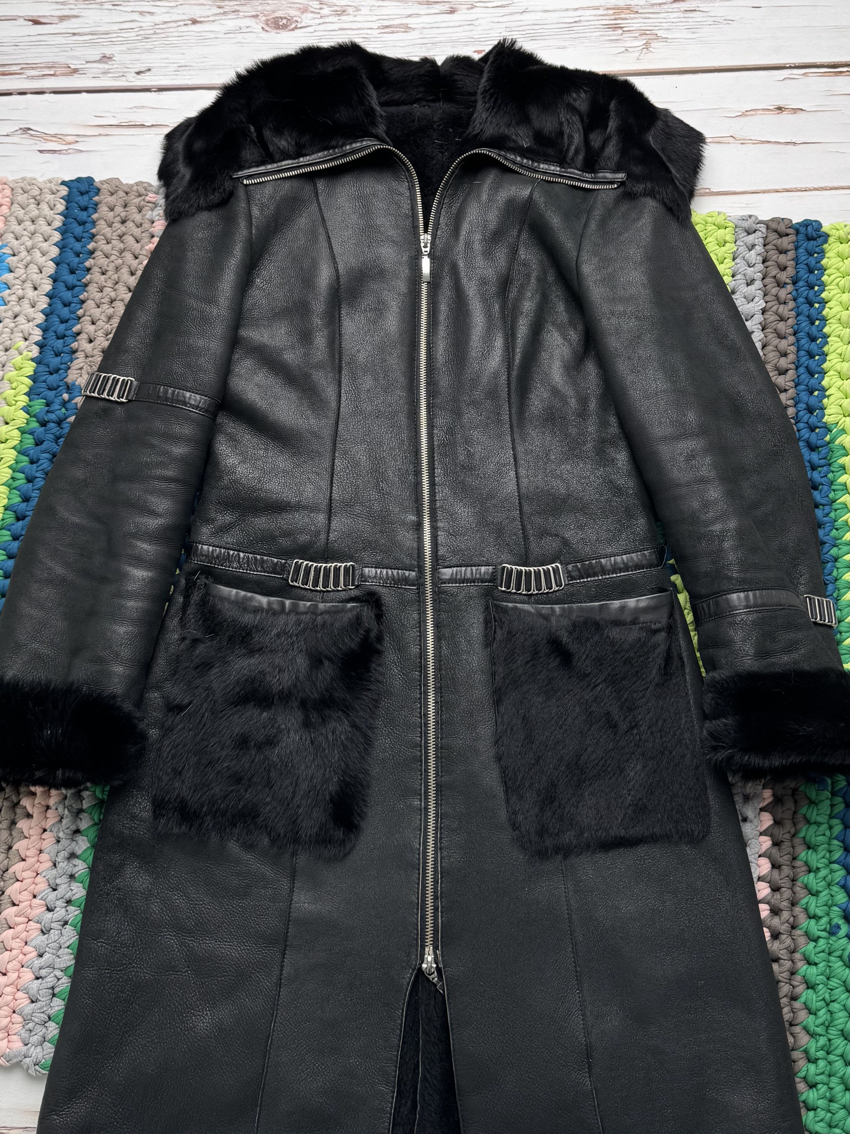 Vintage Vintage Black Sheepskin Leather Coat Long Zip Size S / US 4 / IT 40 - 6 Thumbnail