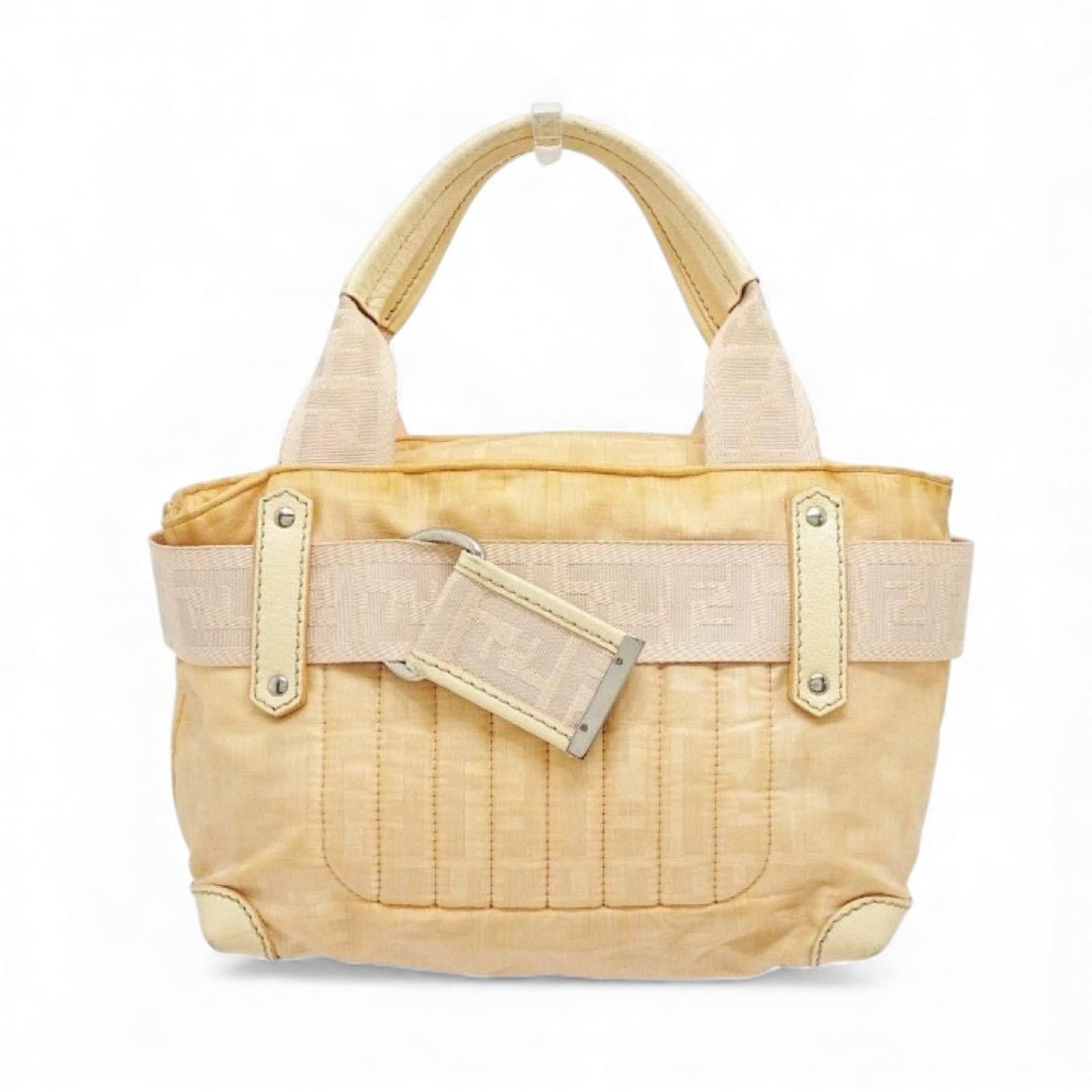 Fendi Fendi - Beige Nylon and Leather Handbag with Logo Detail Size ONE SIZE - 2 Thumbnail