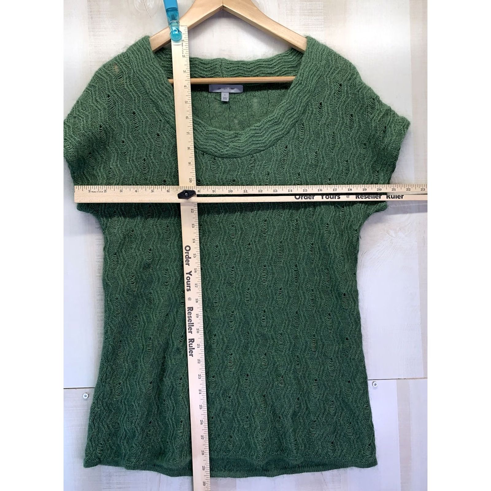 Vintage Classiques Entier Women’s L Mohair/Wool/Alpaca/Silk Green Short Sleeve Sweater Size 36" / US 14 / IT 50 - 2 Thumbnail