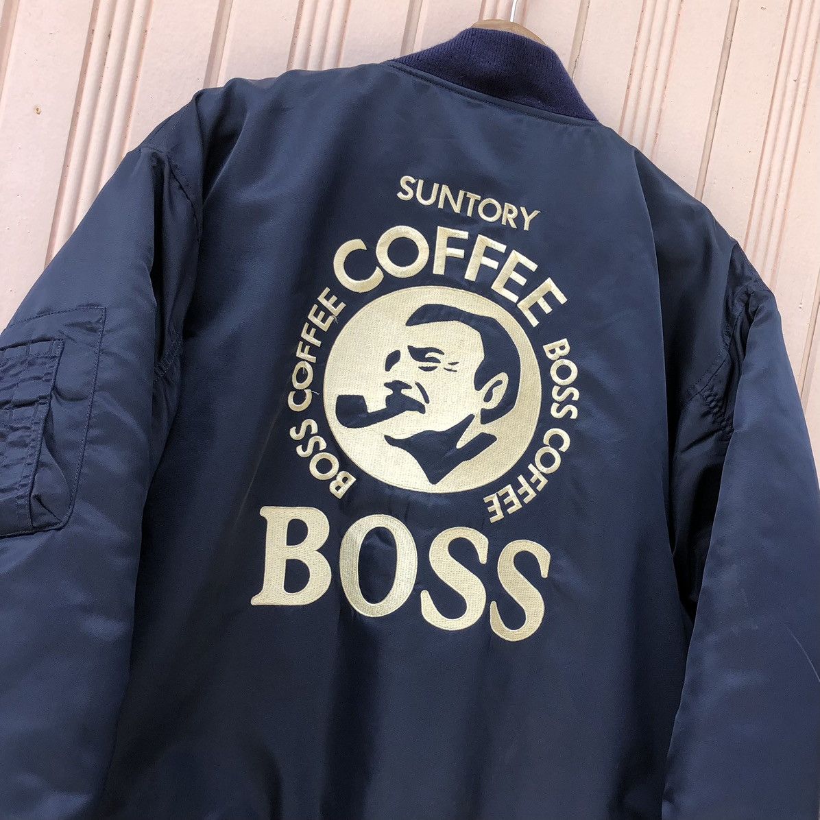 VTG Suntory Boss Coffee Embroidery Logo MA-1 Bomber Jacket