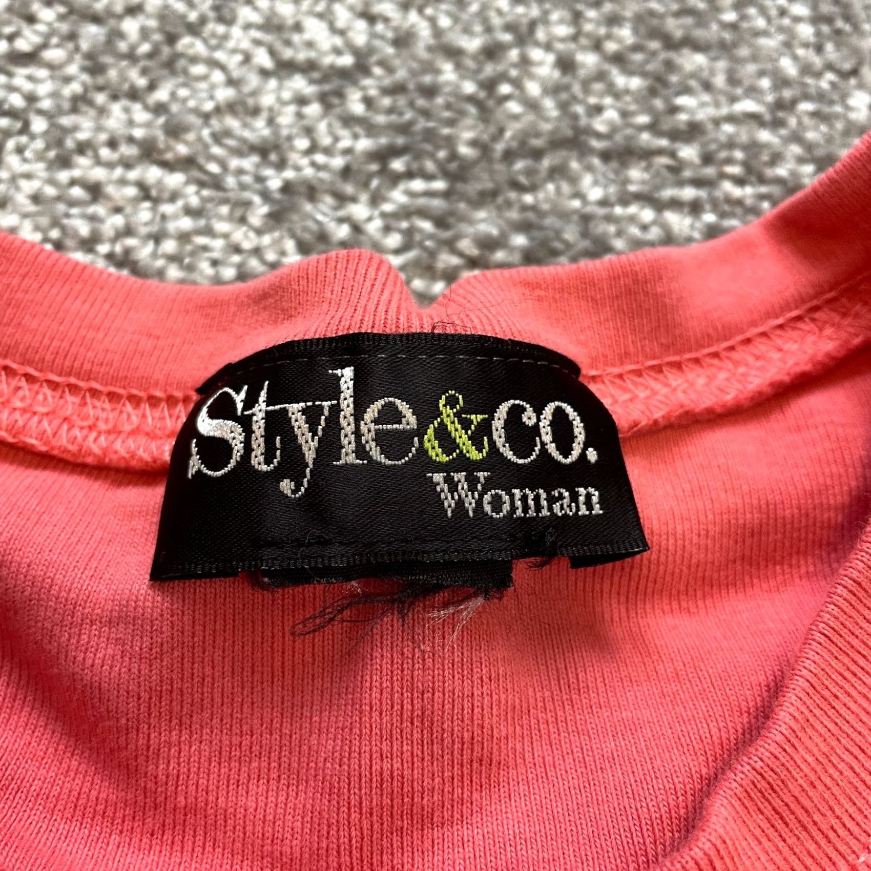 Style & Co VINTAGE Style&co Shirt Womens L Pink Crew Cotton Basic Everyday Short Sleeve Top Size L / US 10 / IT 46 - 2 Thumbnail