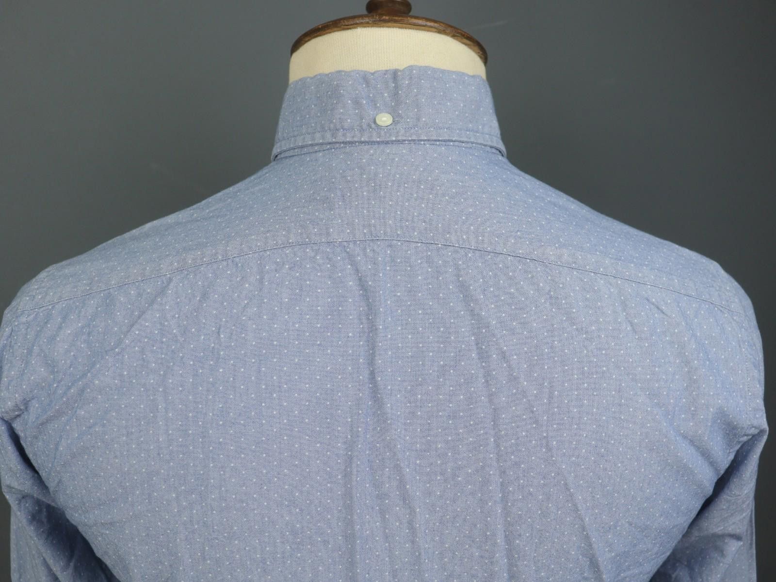 Eton Eton Blue Cotton Polka Dot Collared Dress Shirt Size 38 Size 38R - 8 Thumbnail