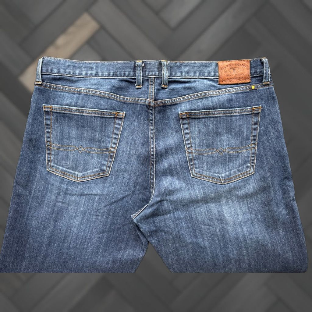 Lucky Brand Lucky Brand 361 Vintage Straight Jeans Men 40x32 Blue Denim Stretch Easy Care Whiskers 40 in Inseam Jeans Mens Vintage 361 Straight Blue Denim 40×32 Size US 40 / EU 56 - 1 Thumbnail