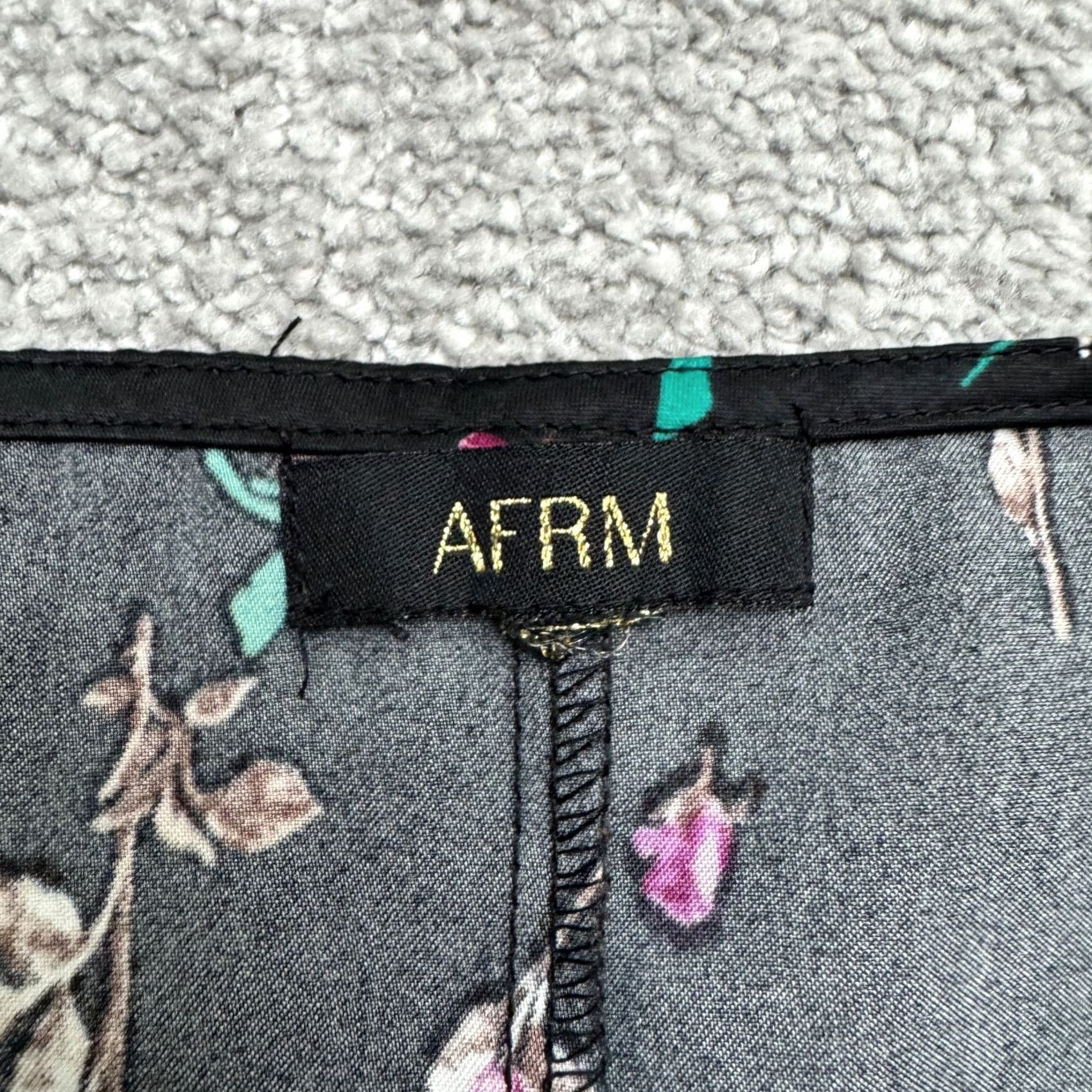 Vintage AFRM Floral Satin Midi Slip Dress Womens Small Black V-Neck Spaghetti Strap Size S / US 4 / IT 40 - 5 Thumbnail