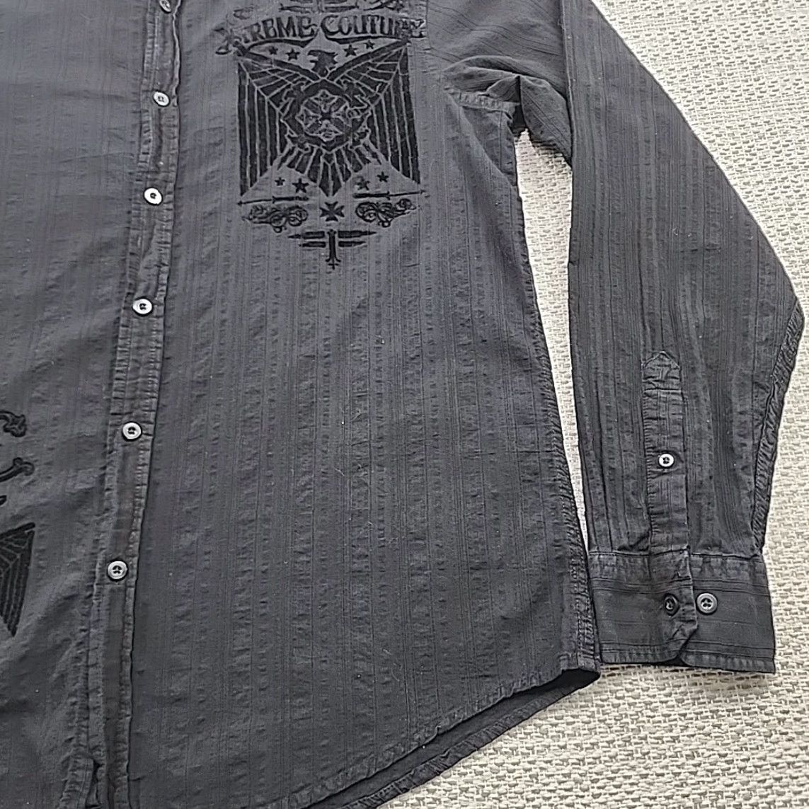 Vintage Xtreme Couture Shirt Mens XL Long Sleeve Embossed Wings Graphic Size US XL / EU 56 / 4 - 2 Thumbnail