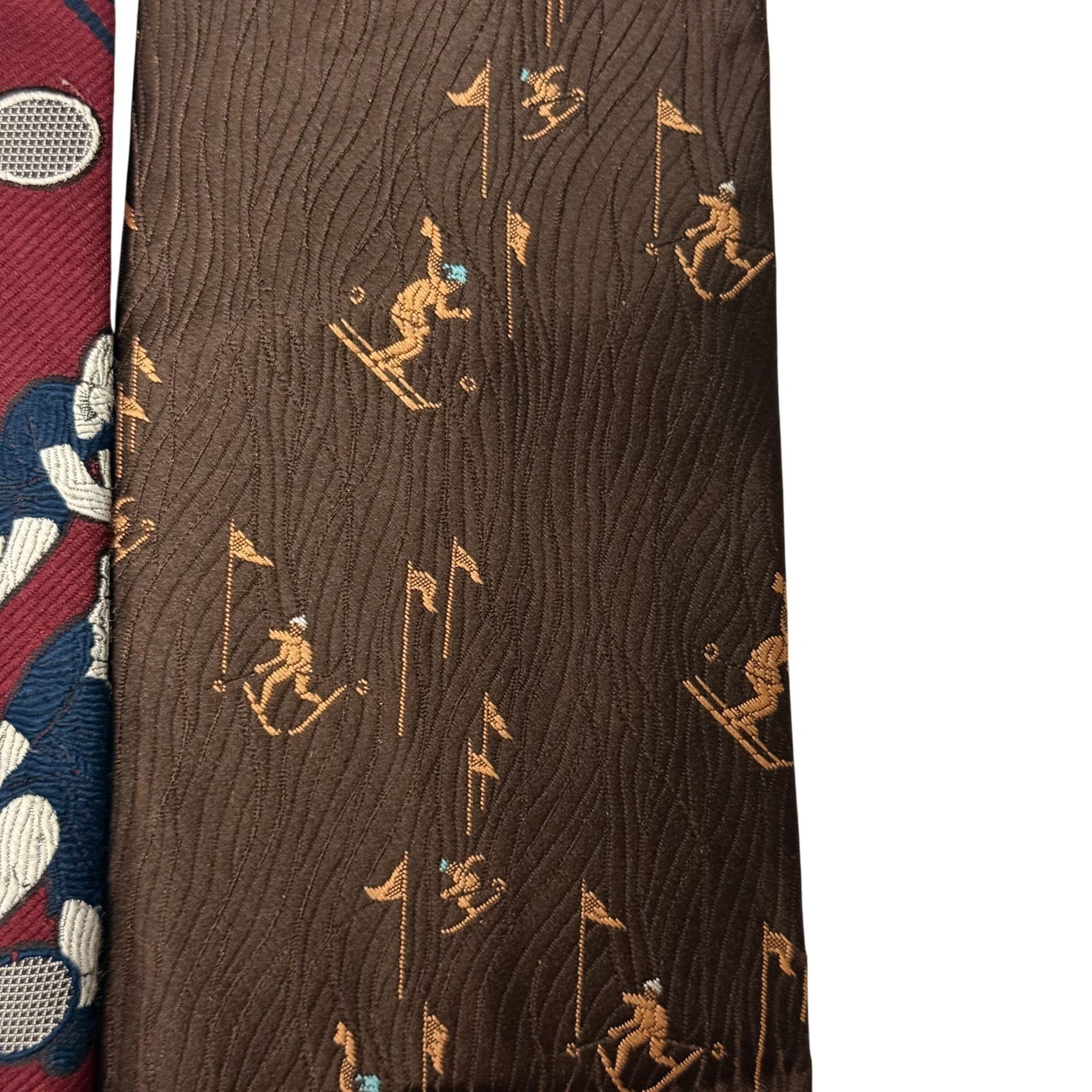 Other 3 pc 70's SPORTS Necktie Lot Mod SKIING Tennis DISCO Ties Size ONE SIZE - 4 Thumbnail