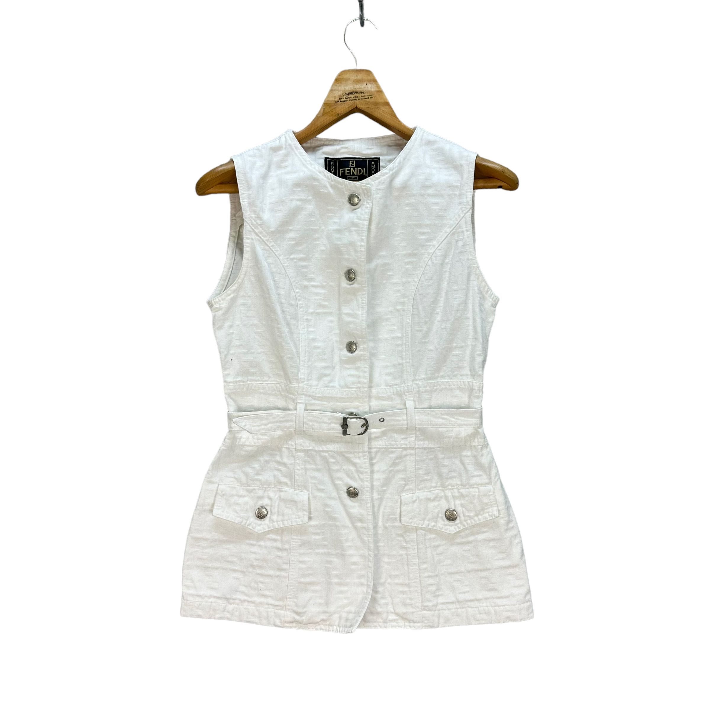 Fendi FENDI MONOGRAM SLEEVELESS BELTED JACKET # Size M / US 6-8 / IT 42-44 - 1 Thumbnail