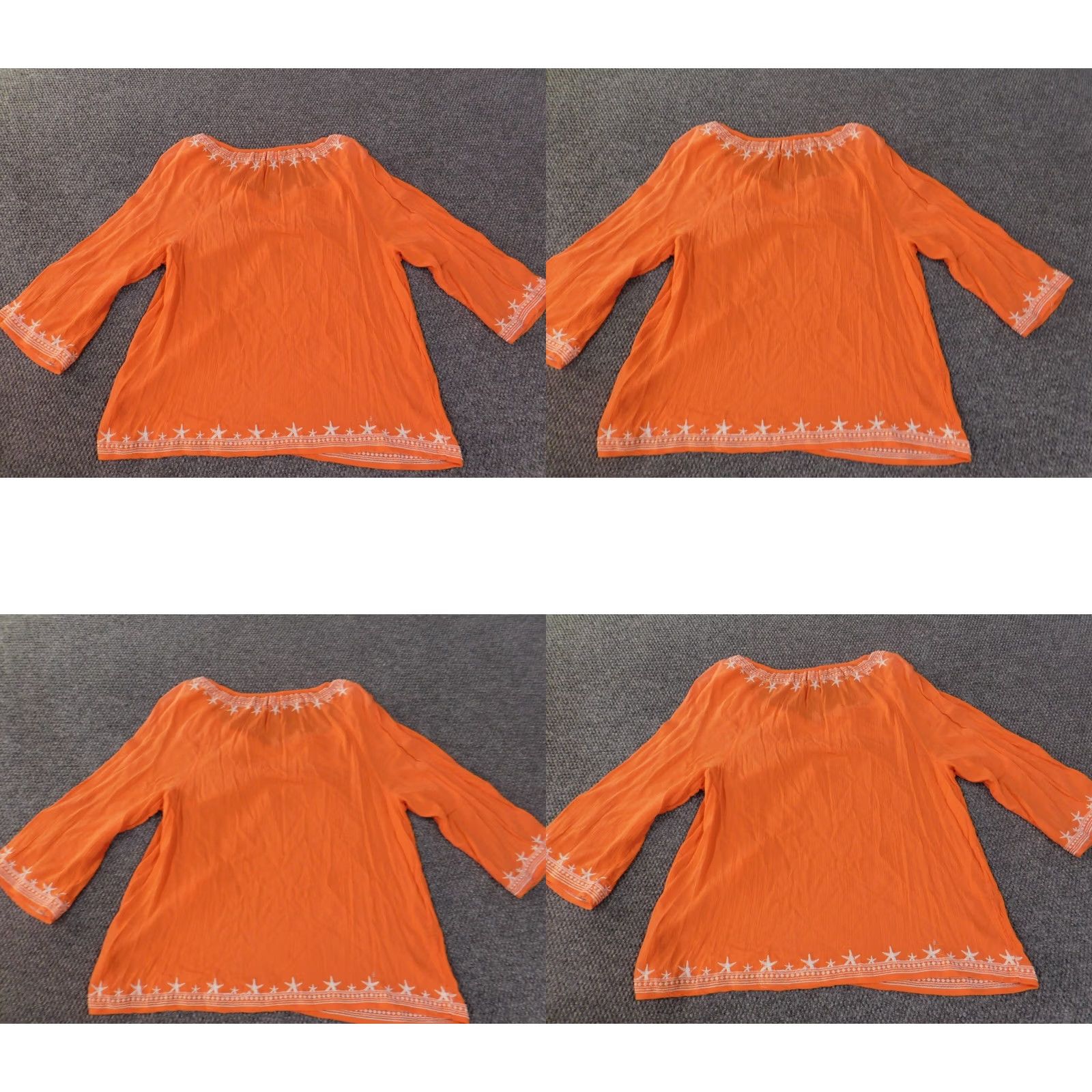 Vintage Crown & Ivy Blouse Shirt Women L Orange Solid Collared Pullover Cotton Rayon Long Sleeve Basic Casual Stretch Classic Size L / US 10 / IT 46 - 8 Thumbnail
