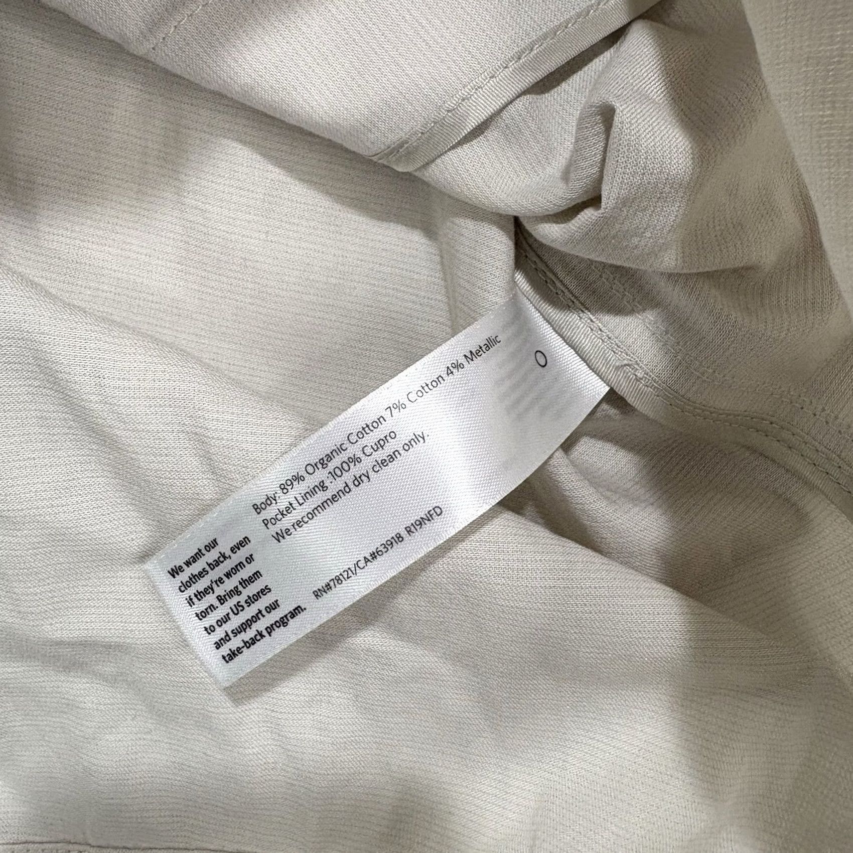 Eileen Fisher Eileen Fisher Beige Organic Cotton Woven Jacket Zip Bone Lightweight Women M Beige Jacket Regular O RG Size M / US 6-8 / IT 42-44 - 6 Thumbnail