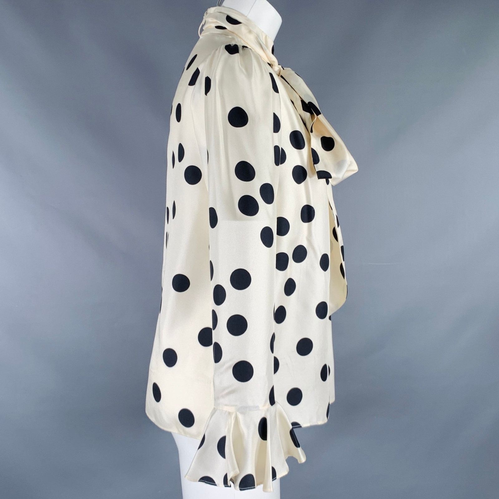 Zimmermann ZIMMERMANN Size S Beige Black Silk Polka Dot Bow Blouse Size S / US 4 / IT 40 - 3 Thumbnail