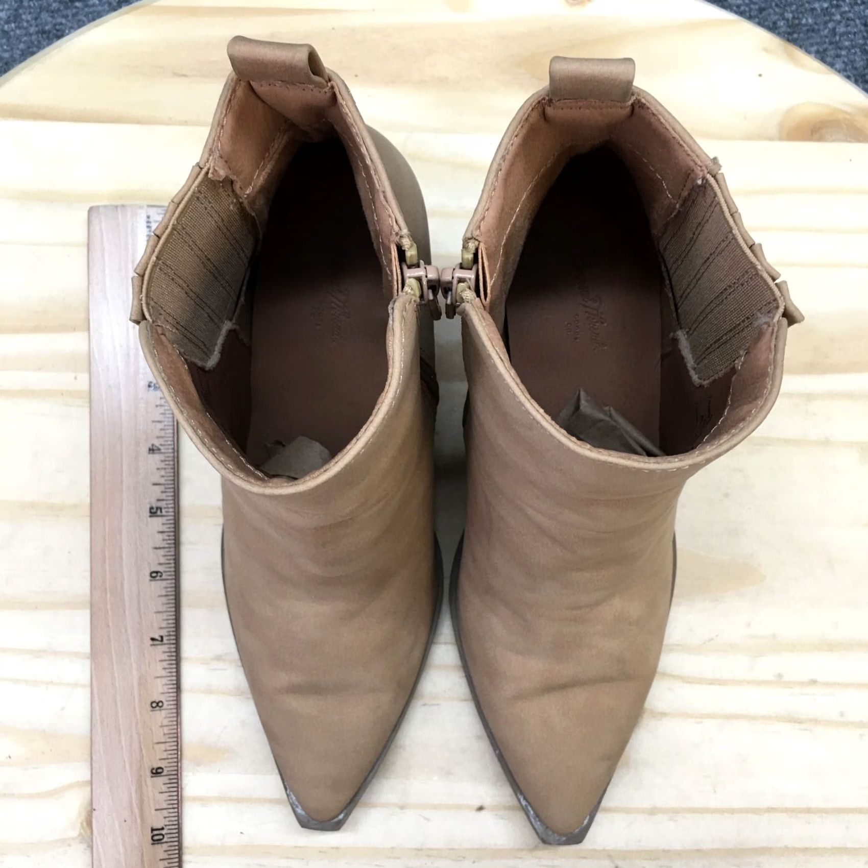 Vintage Universal Thread Boots Womens 6.5 Ankle Bootie Brown Faux Leather Block Casual Size US 7 / IT 37 - 6 Thumbnail