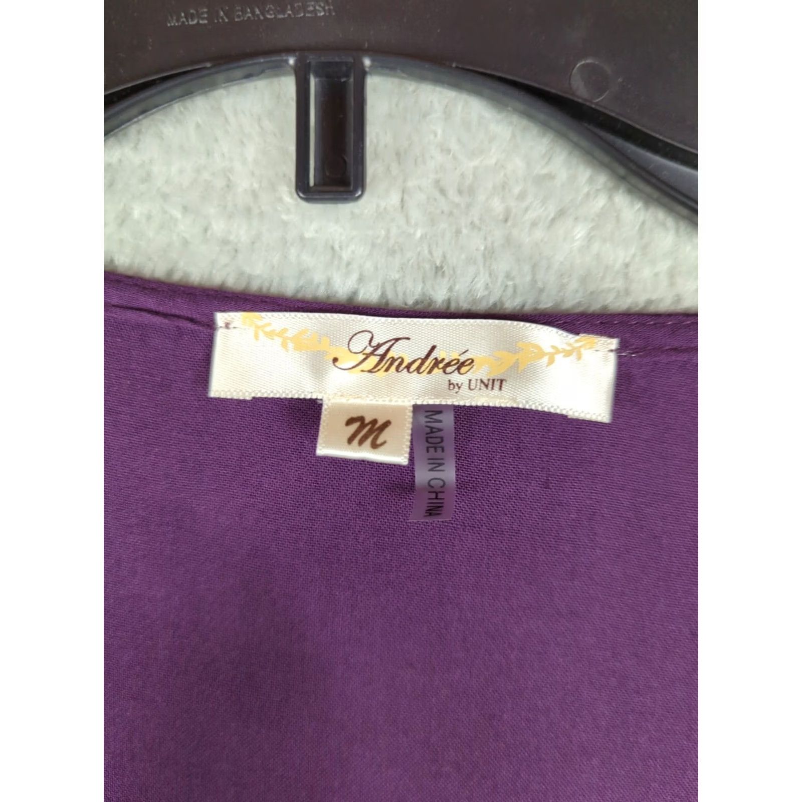 Vintage Andree By Unit Blouse Purple Floral Embroidered 3/4 Bell Sleeve V-Neck M Bohemian Adults Womens Shirt Top Size M / US 6-8 / IT 42-44 - 4 Thumbnail