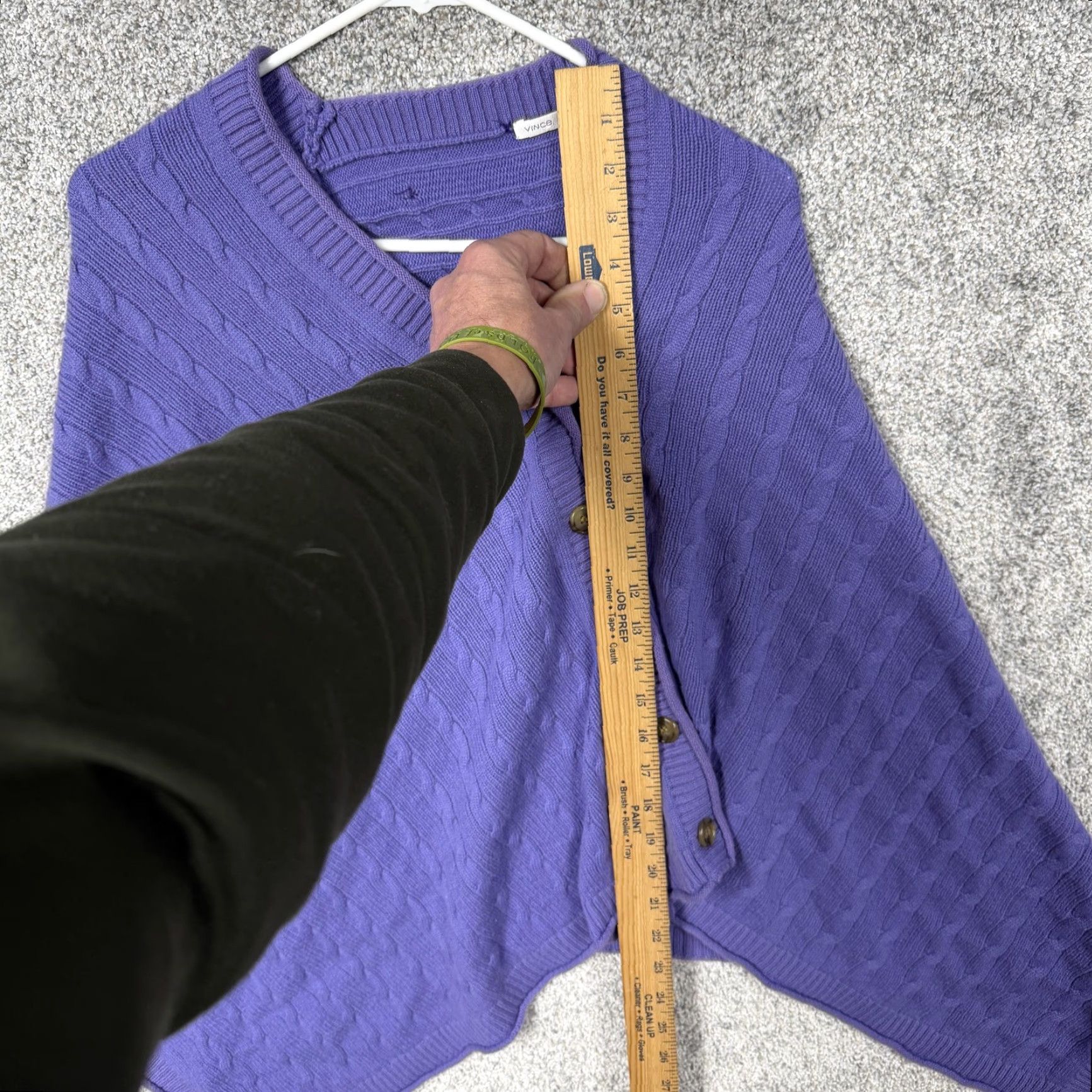 Vince Vince Cape Sweater One Size Purple Cable-Knit Cape-Waisted Knit Women Wool Cashmere V-Neck Button Front Vintage No Size ONE SIZE - 2 Thumbnail