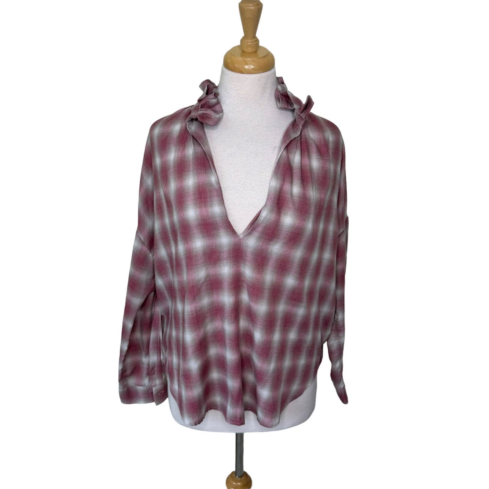 Other A SHIRT THING PENELOPE PLAID Ruffle Collar Size Small Size S / US 4 / IT 40 - 1 Thumbnail