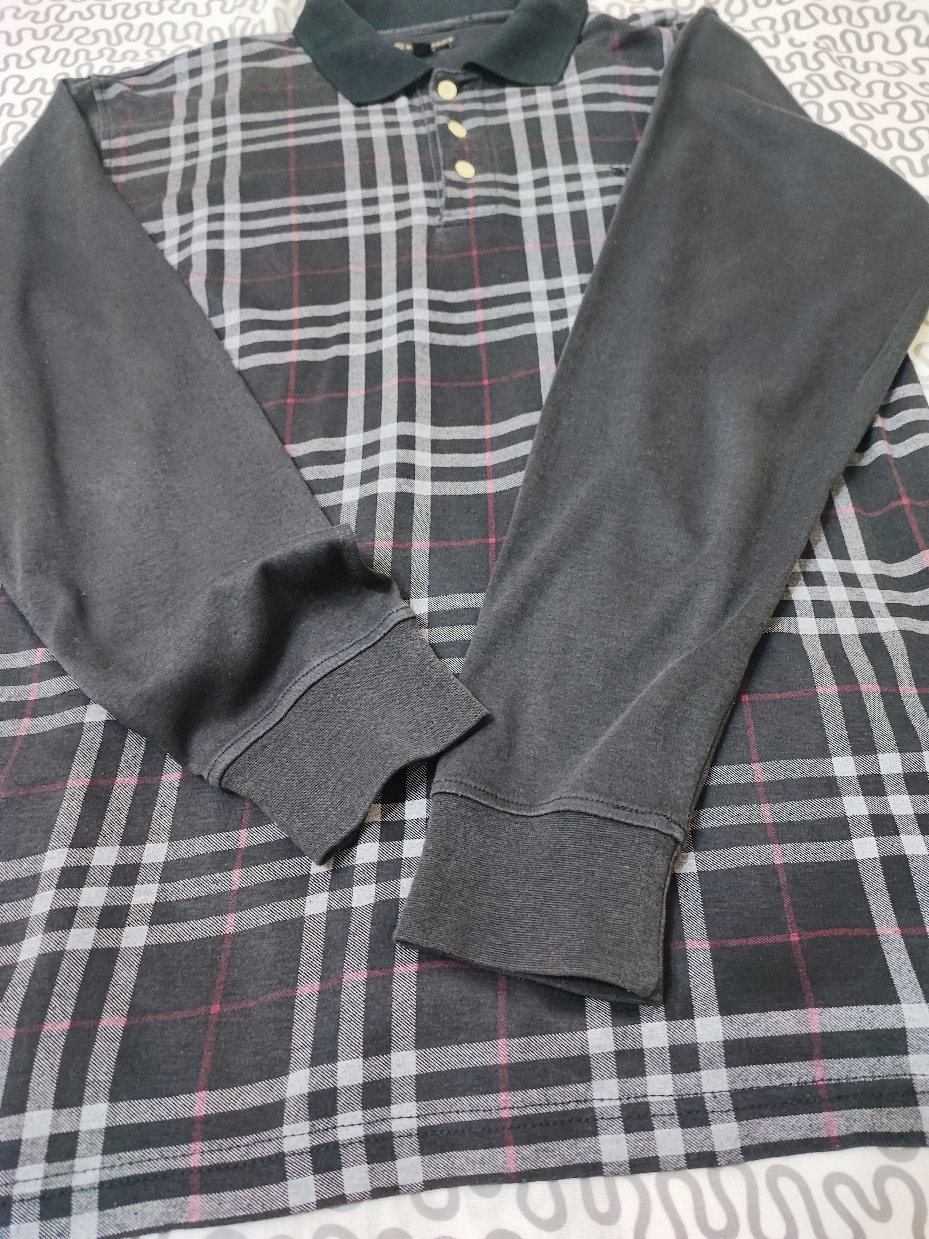 Burberry × Designer Vintage Burberry Black Nova Check Long Sleeve Polo Shirt Size US L / EU 52-54 / 3 - 6 Thumbnail