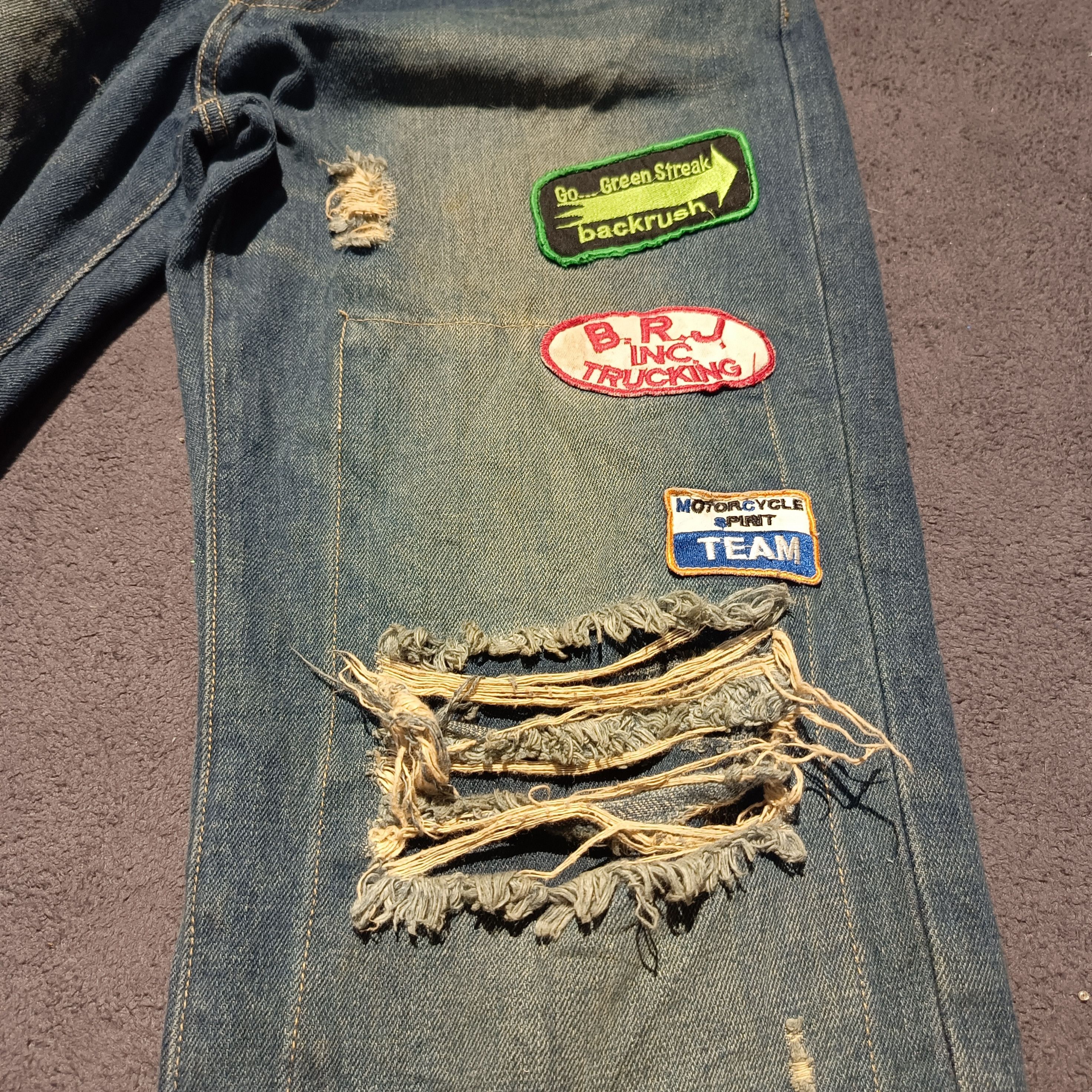 If Six Was Nine × Japanese Brand 🇯🇵 Y2k Japanese Ripped Denim Size US 34 / EU 50 - 8 Thumbnail