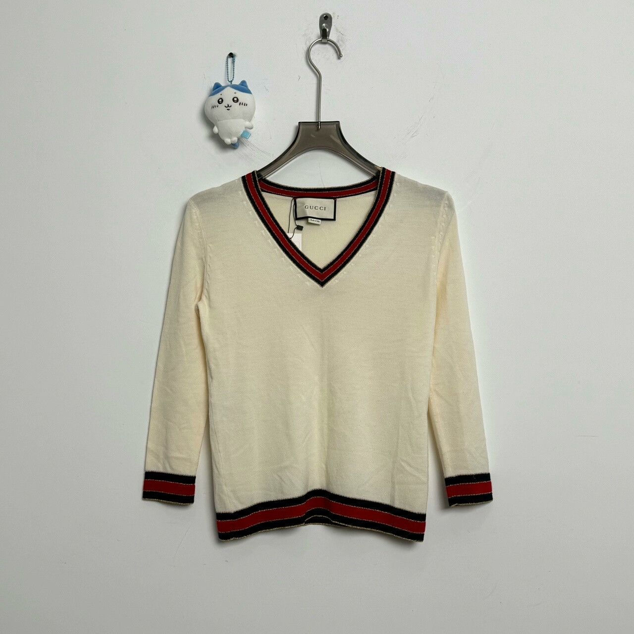 Gucci Gucci Red and White Striped Knit Sweater Size S / US 4 / IT 40 - 1 Thumbnail