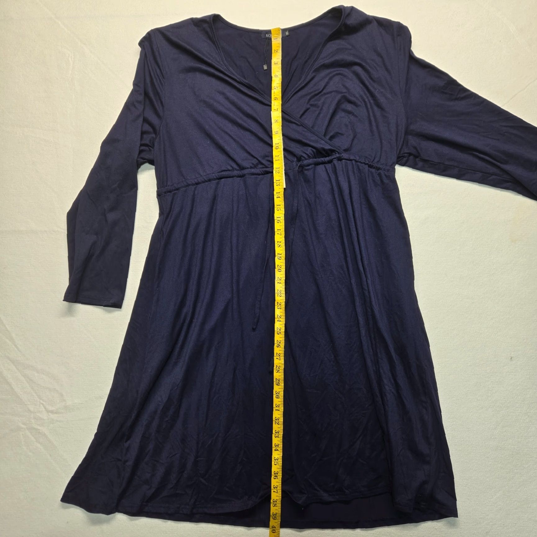 Vintage Kojooin Dress Navy Blue Long Sleeve V-Neck 100% Polyester Women's 3XL Blouson Knit Sleeve Knee Length Casual Party/Cocktail Women Size XXL / US 16-18 / IT 52-54 - 6 Thumbnail