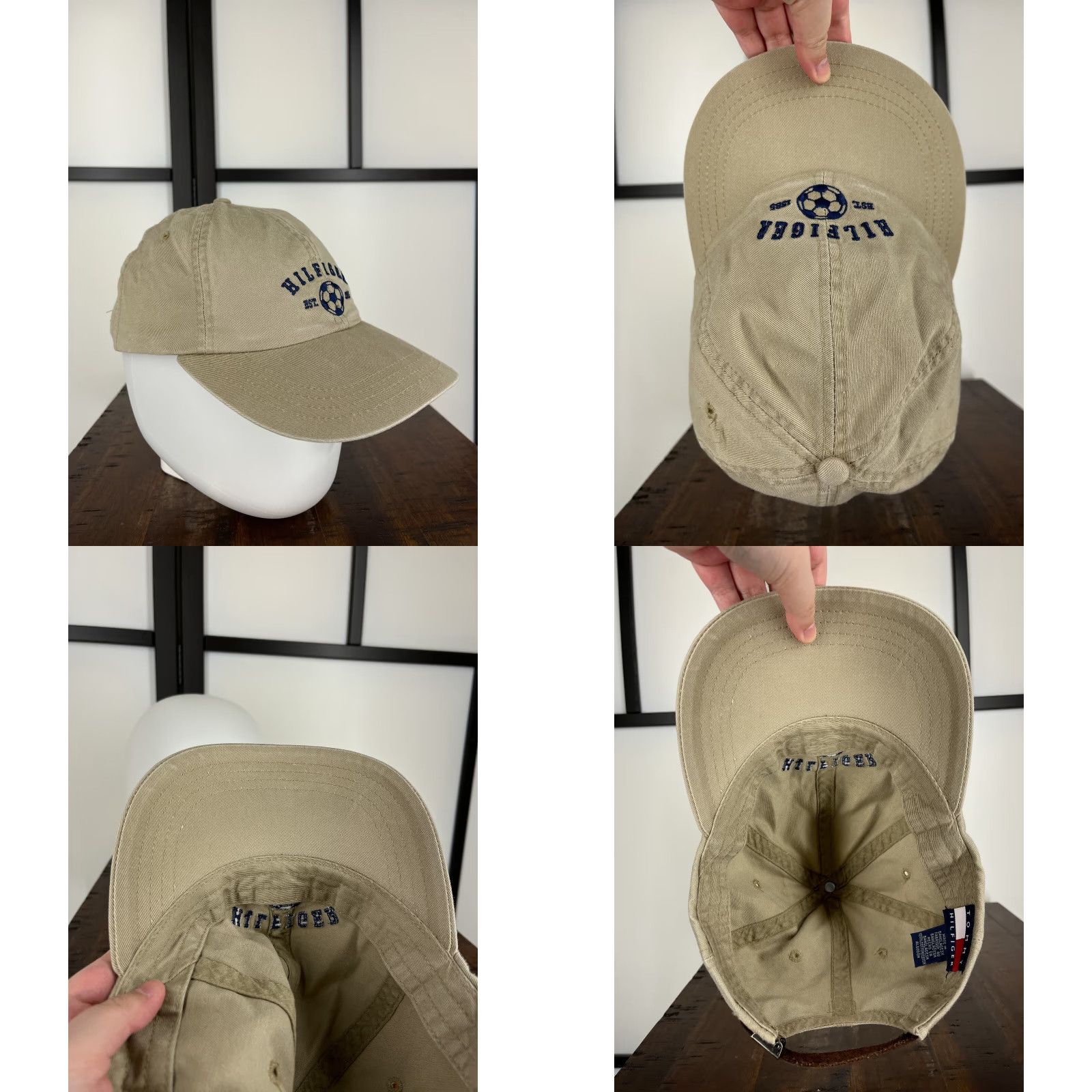 Tommy Hilfiger Tommy Hilfiger Hat Cap Strap Back Adult One Size Beige Soccer Ball 1985 Cotton Baseball Cap Mens Size ONE SIZE - 8 Thumbnail