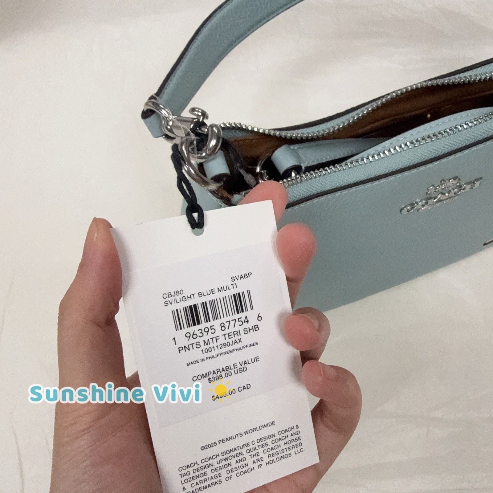 Coach NWT Coach X Peanuts Teri Shoulder Franklin CBJ80 Light Blue Size ONE SIZE - 4 Thumbnail