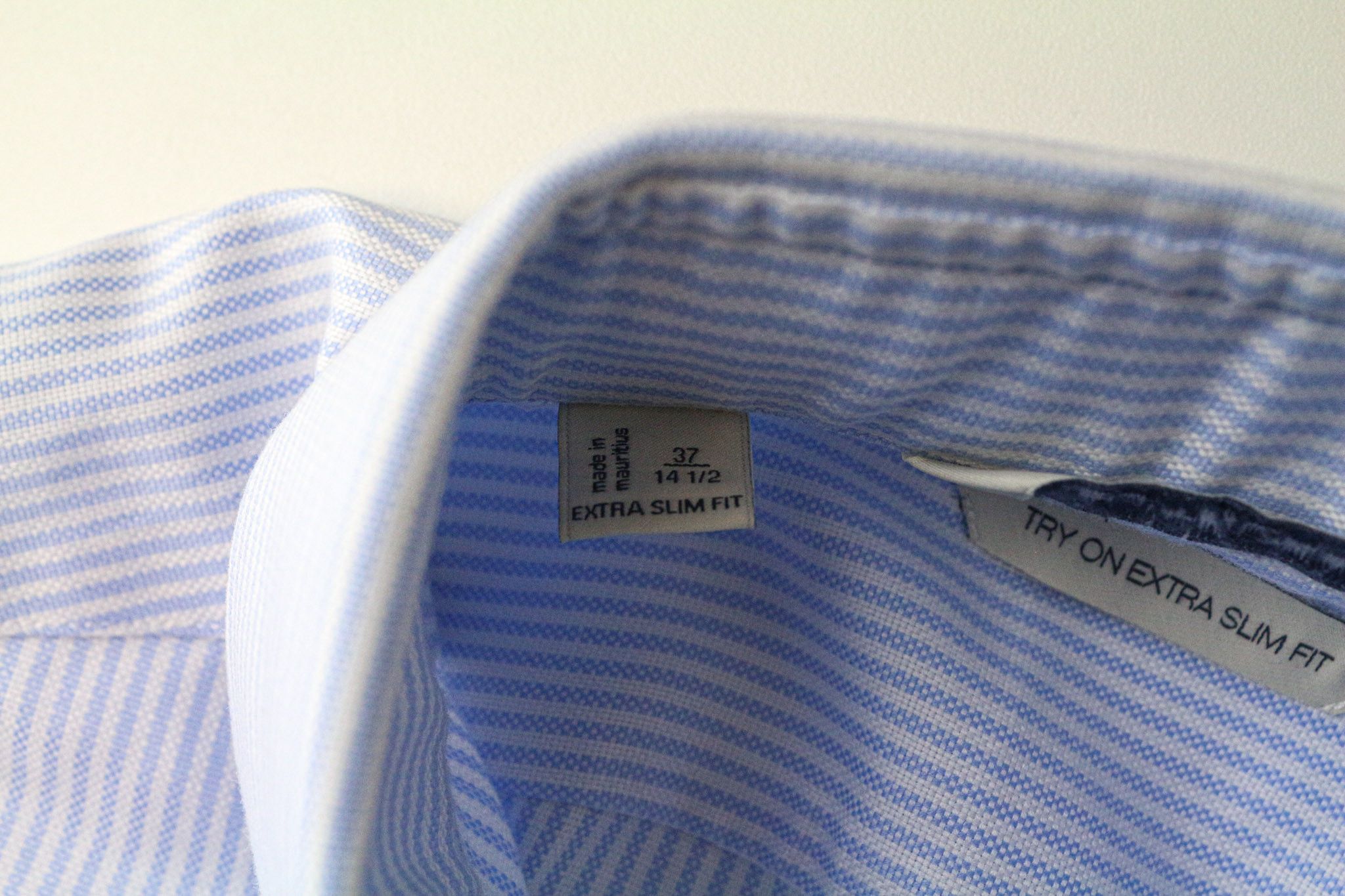 Suitsupply 37/14 1/2 Extra Slim Blue Cotton Striped Cutaway 78786 Size 38R - 5 Thumbnail