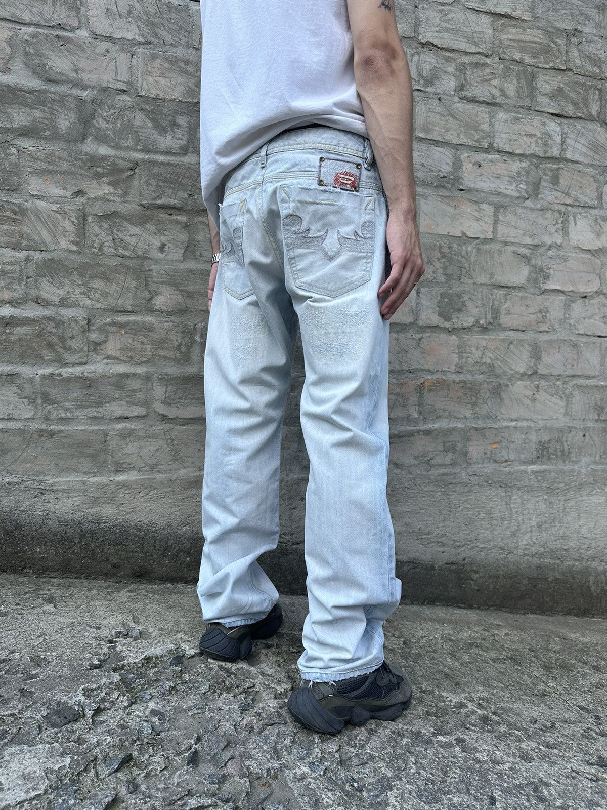 Diesel × Vintage Vintage Y2K Diesel Patched Distressed Jeans Pants Size US 34 / EU 50 - 3 Thumbnail