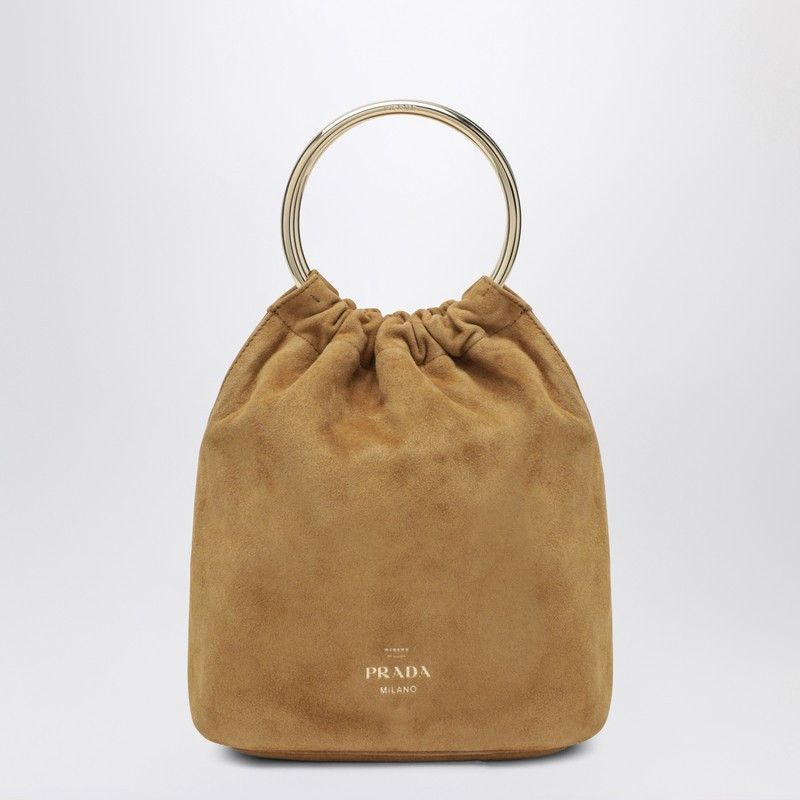 Prada Prada Mini Bucket Bag In Cinnamon Suede Size ONE SIZE - 1 Thumbnail
