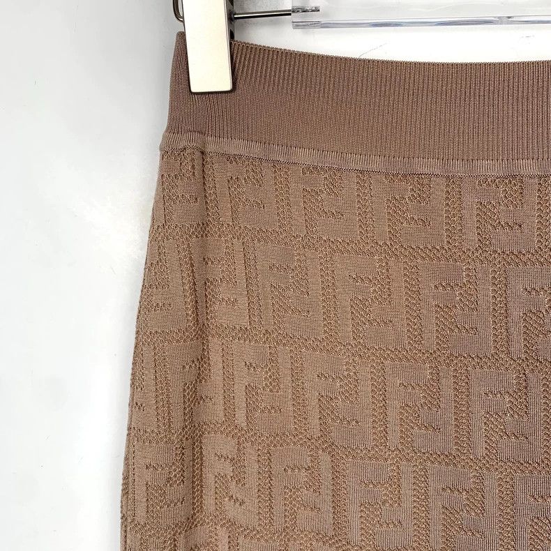 Fendi FENDI Beige flower patterned cotton knitted straight skirt Size 25" / US 0 / IT 36 - 3 Thumbnail