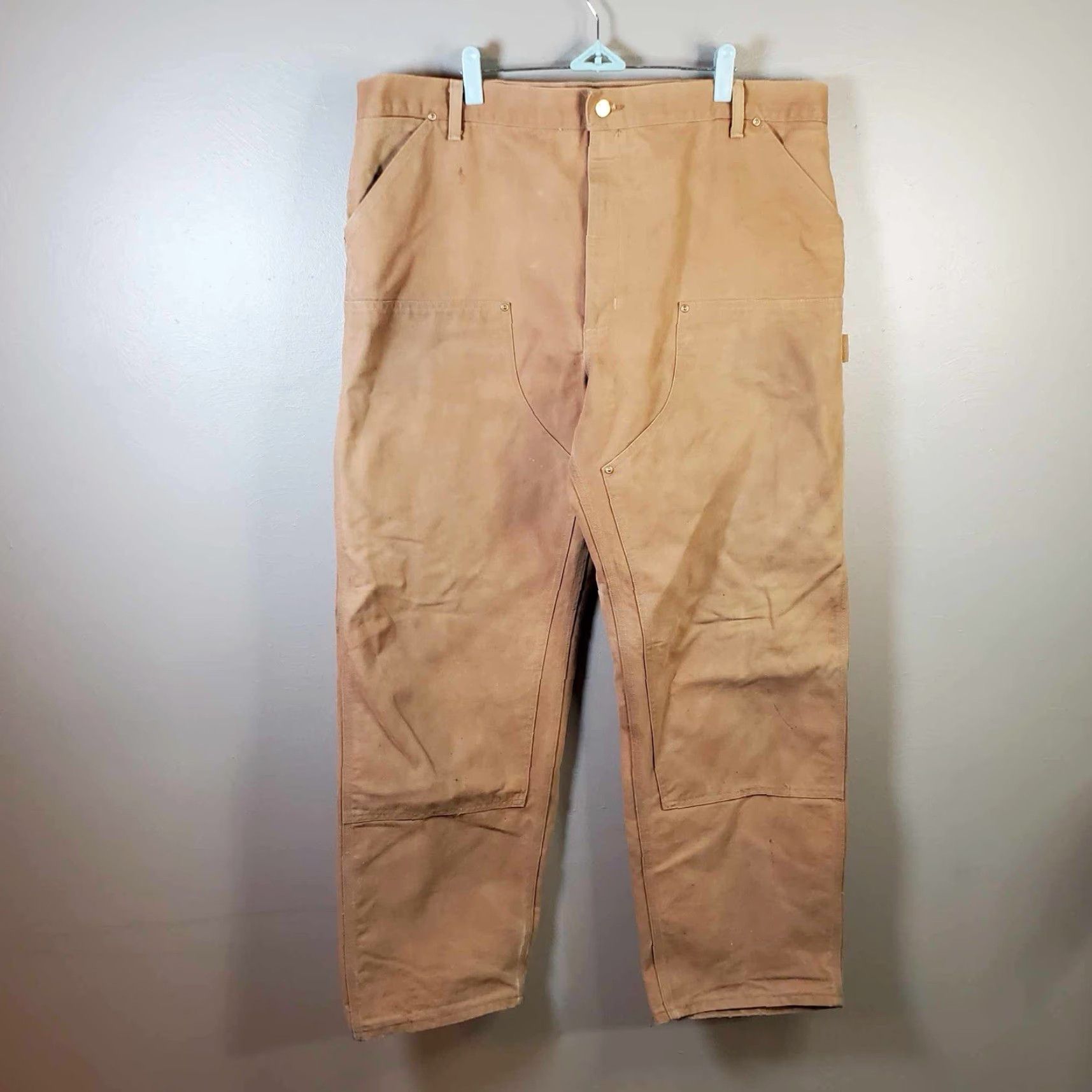 Carhartt VINTAGE Carhartt B01 Brown Canvas Double Knee Pants 40 X 31 Distressed Grunge USA Made Workwear Mens Carpenter Pants Size US 40 / EU 56 - 2 Thumbnail