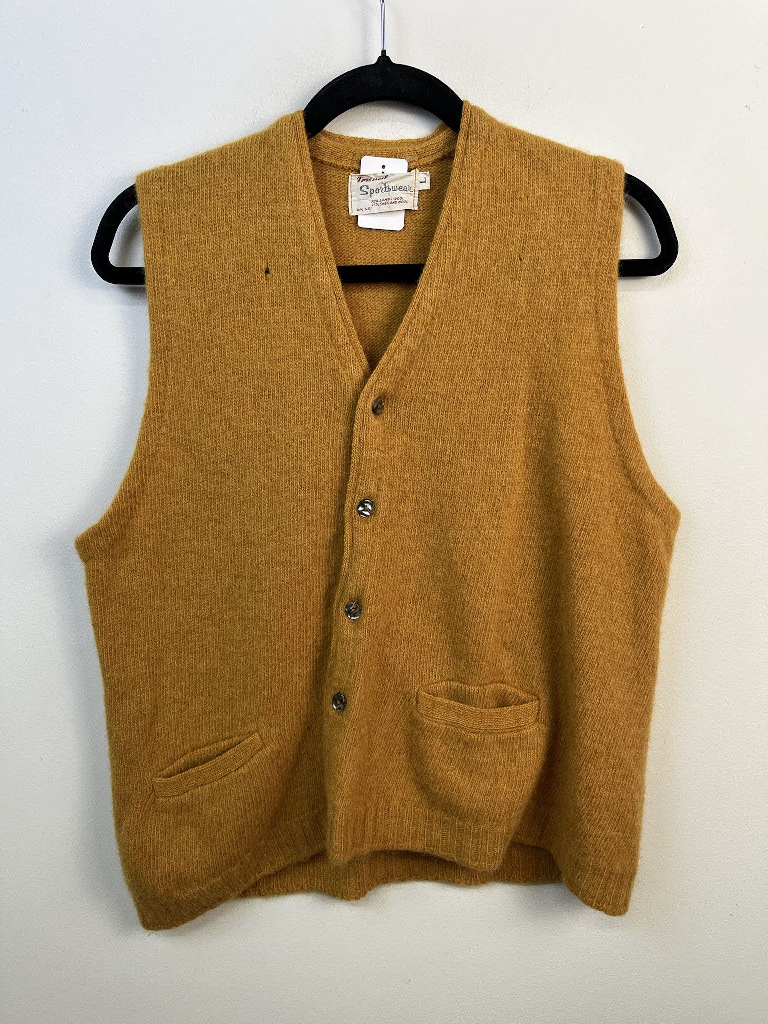 Vintage Vintage Knit Sweater 1980s Thick Knit Truval Sportswear Mustard Knit Sweater Vest Size L Size US L / EU 52-54 / 3 - 1 Thumbnail