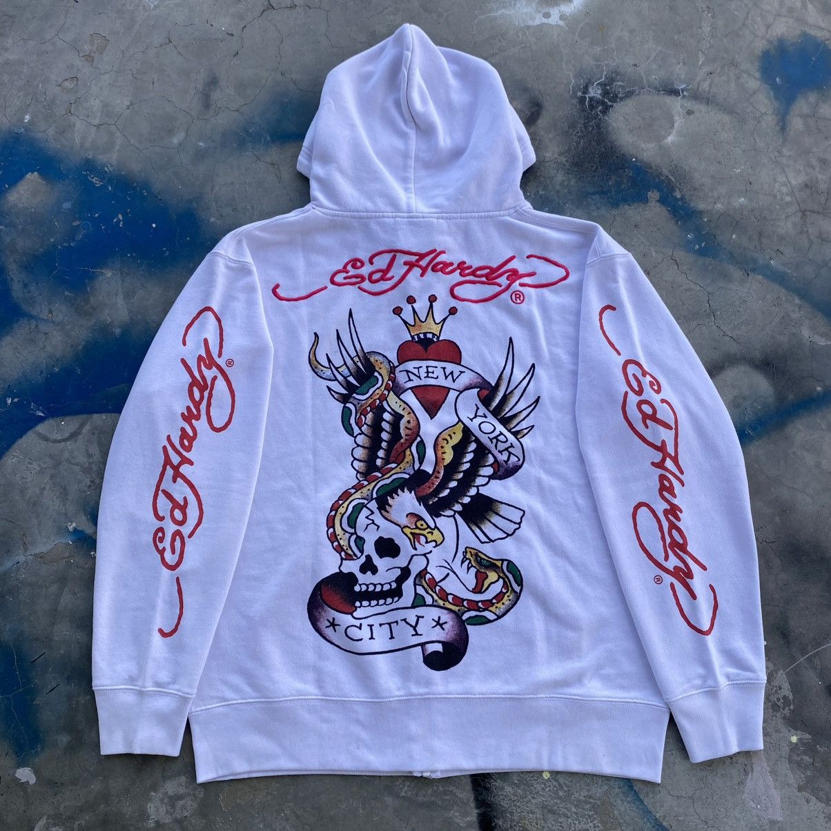 Christian Audigier × Ed Hardy × Japanese Brand Ed Hardy Christian Audigier Drip Y2K Hype Hoodie Size US XL / EU 56 / 4 - 1 Thumbnail
