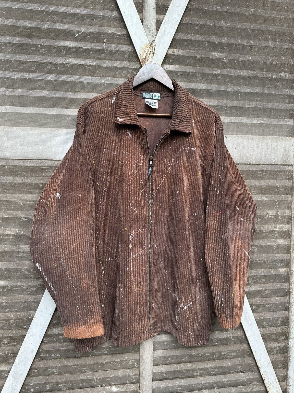 Vintage VTG THRASHED EZZE WEAR BROWN CORDUROY PAINT SPLATTER JACKET Size US XL / EU 56 / 4 - 2 Thumbnail