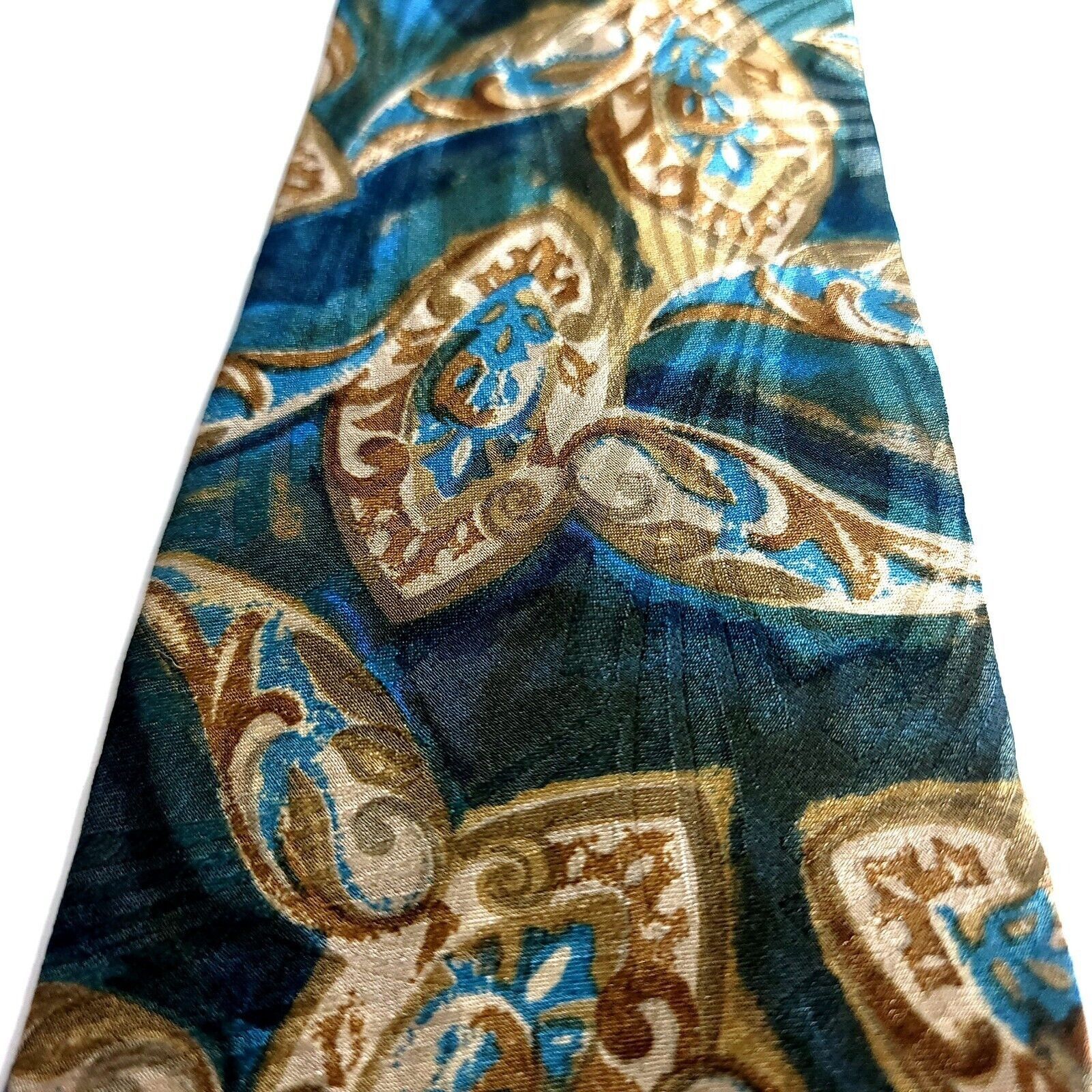 Vintage Urban American Club Blue Green tan Abstract Floral Jacquard Size ONE SIZE - 2 Thumbnail