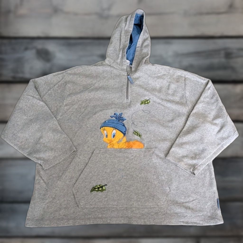 Vintage Vintage Looney Tunes Tweety Bird Quarter Zip Fleece Gray Hoodie Size XL Size XL / US 12-14 / IT 48-50 - 1 Thumbnail