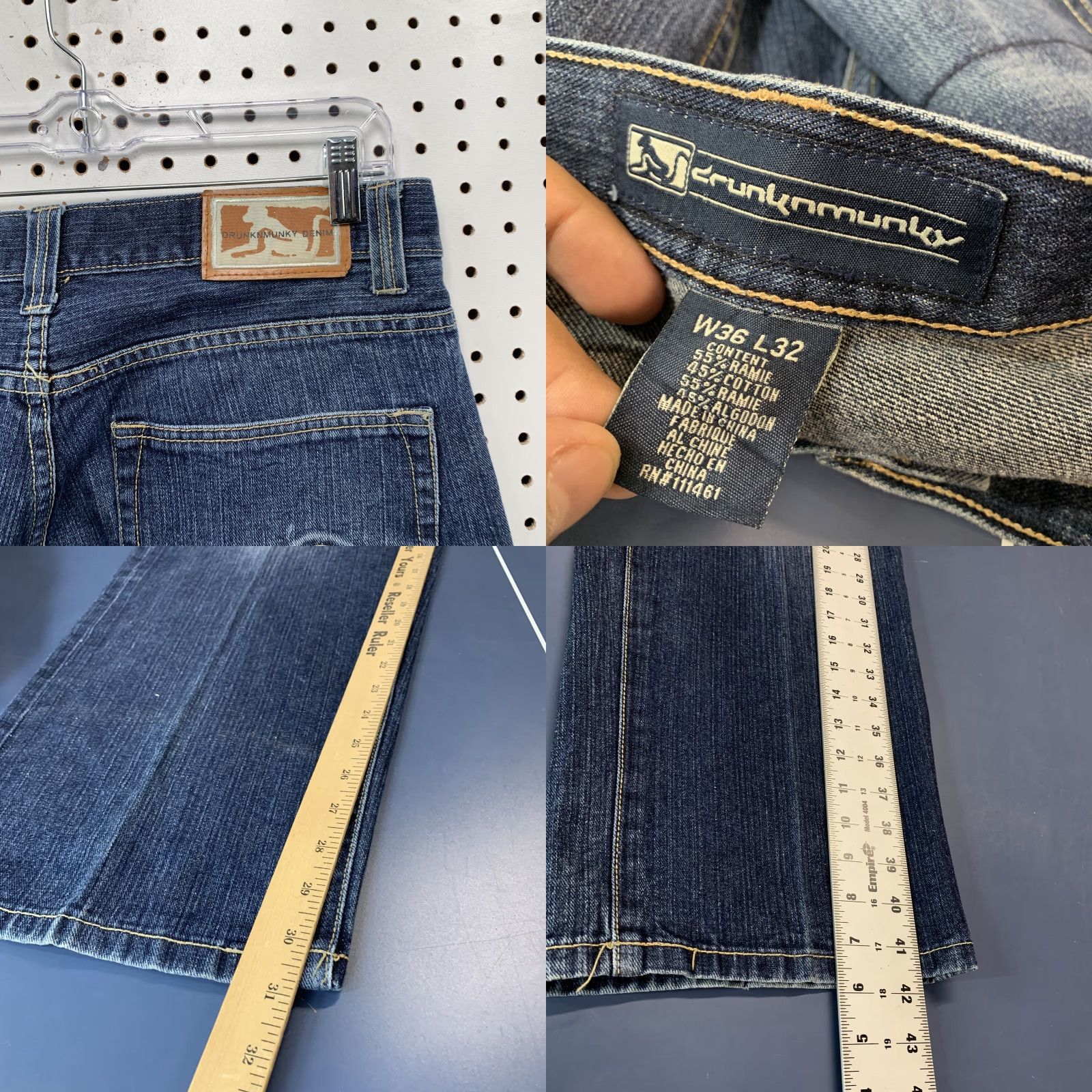 Vintage VINTAGE DrunkNMunky Embroidered Baggy Jeans Mens 36x31 Blue Grunge Skater Size US 36 / EU 52 - 8 Thumbnail