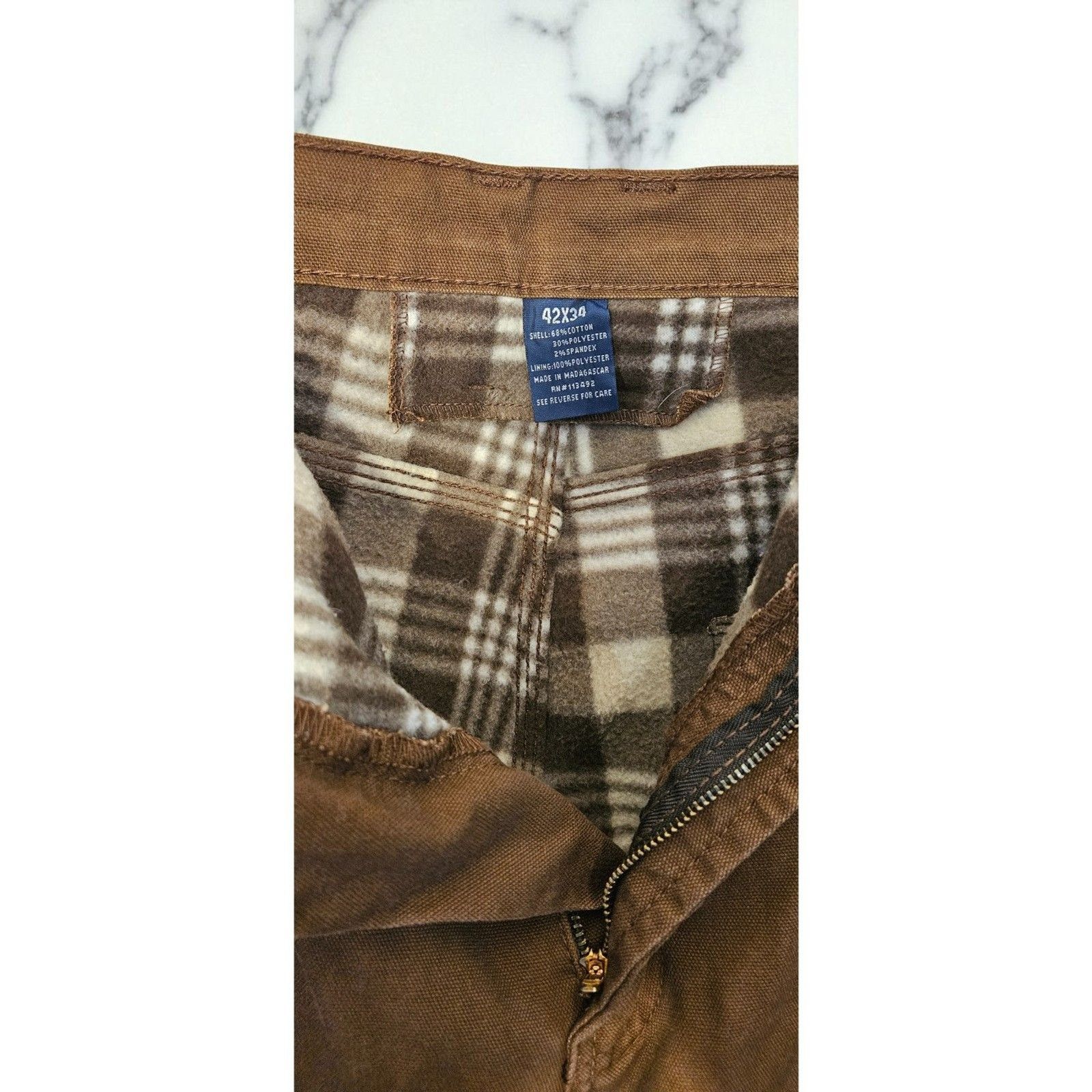 Other Men's Brown Flannel Lined Rugged Wear Jeans -- ITEM #3326 Size US 42 / EU 58 - 5 Thumbnail