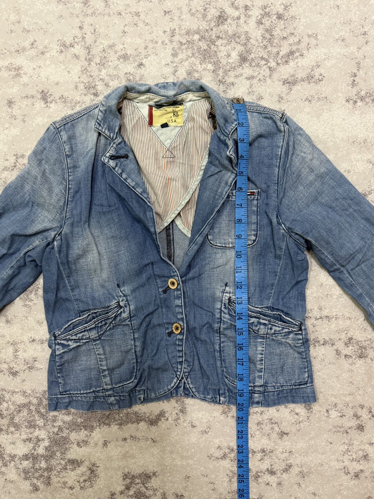 Tommy Hilfiger Tommy Hilfiger light wash denim blazer jacket patch pocket Size XS / US 0-2 / IT 36-38 - 20 Thumbnail