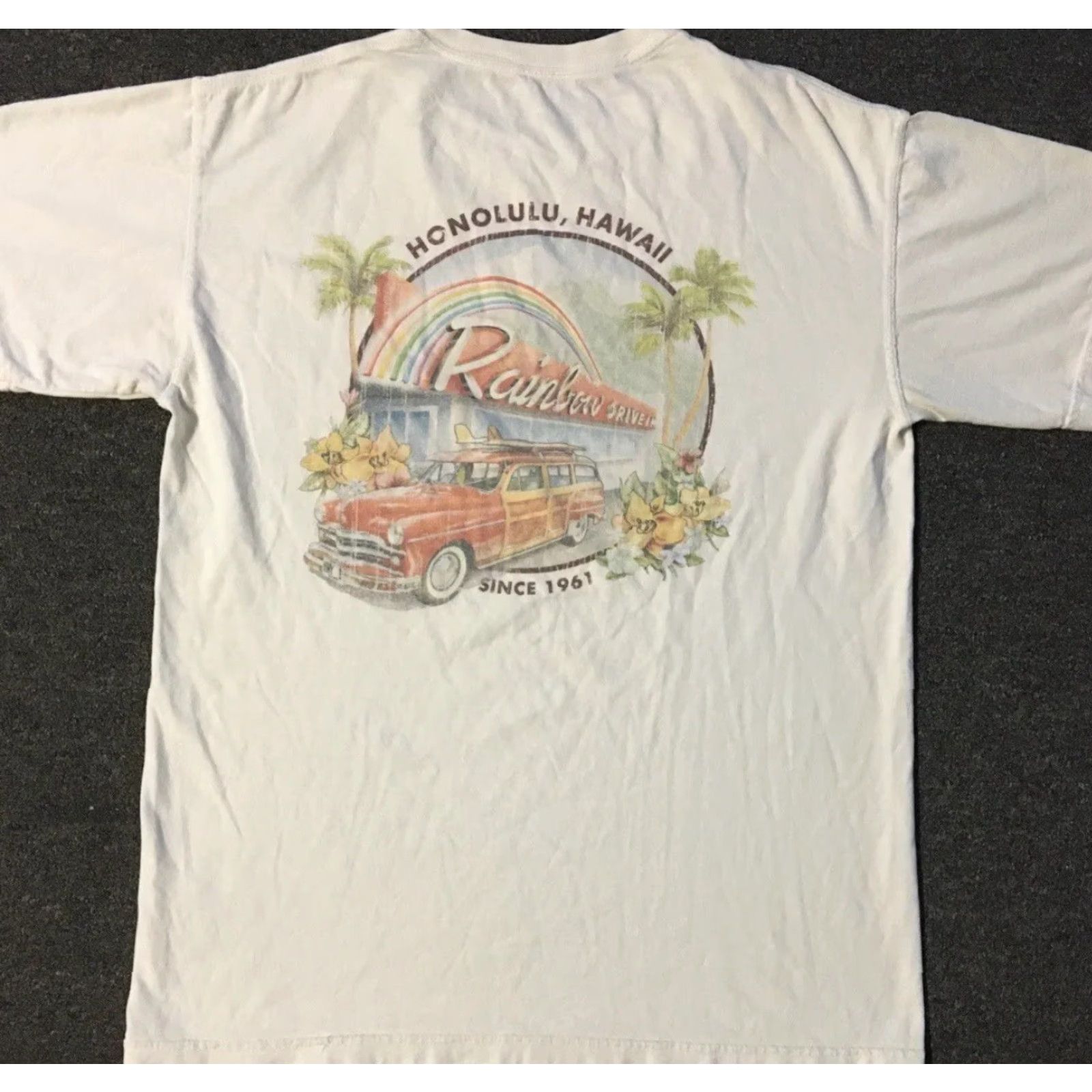 Rainbow Hawaii Rainbow Drive In Faded Shirt M USA Beach Flower Surf Skate Grunge Vtg TC Size US M / EU 48-50 / 2 - 2 Thumbnail