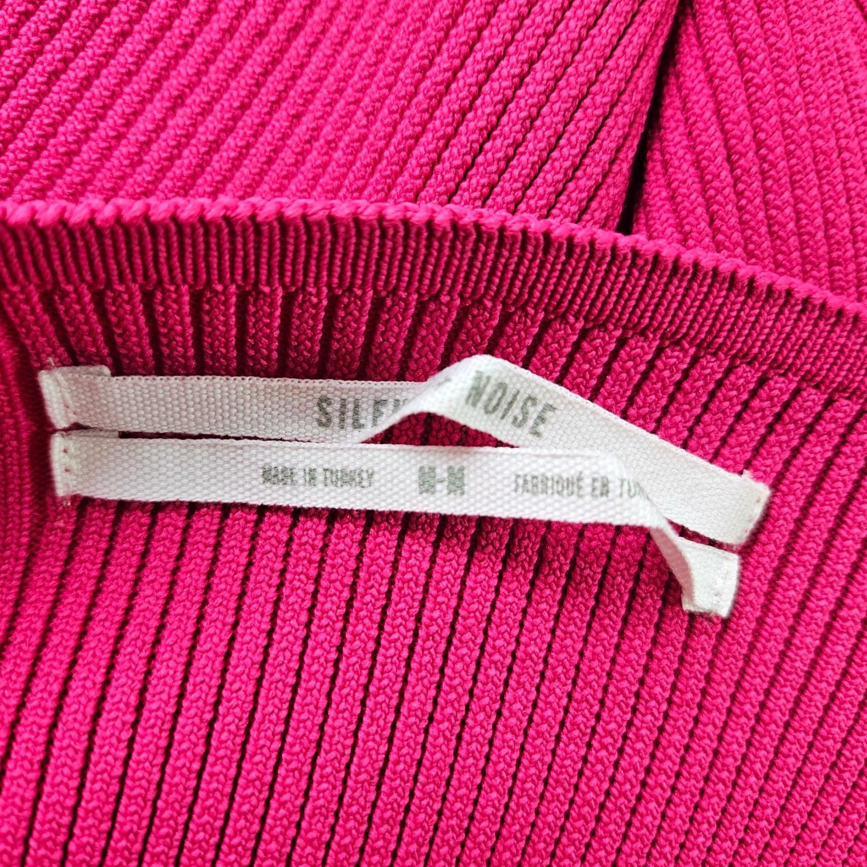Vintage Silence + Noise Top Off The Shoulder Pink Size M Womens Regular Solid Ribbed Size M / US 6-8 / IT 42-44 - 4 Thumbnail
