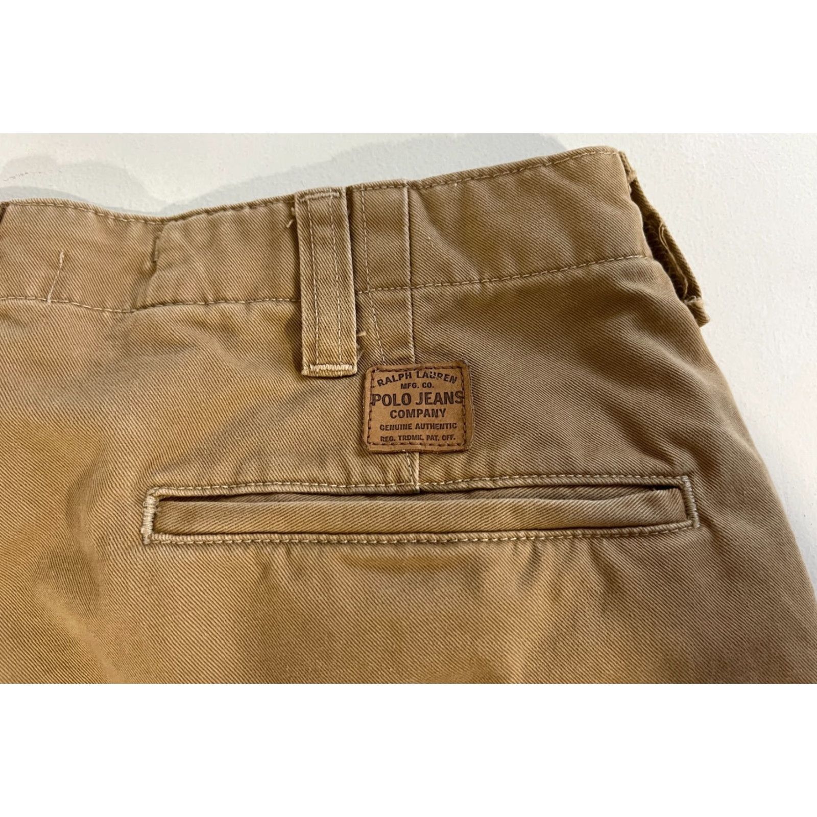 Polo Ralph Lauren VINTAGE Polo Ralph Lauren Men's Chino Pants 33x30 Tan Cotton 90s Vintage Polo Jeans Company RL67 Front Flat Front Belt Loops Straight Leg Mens Pants Size US XS / EU 42 / 0 - 7 Thumbnail