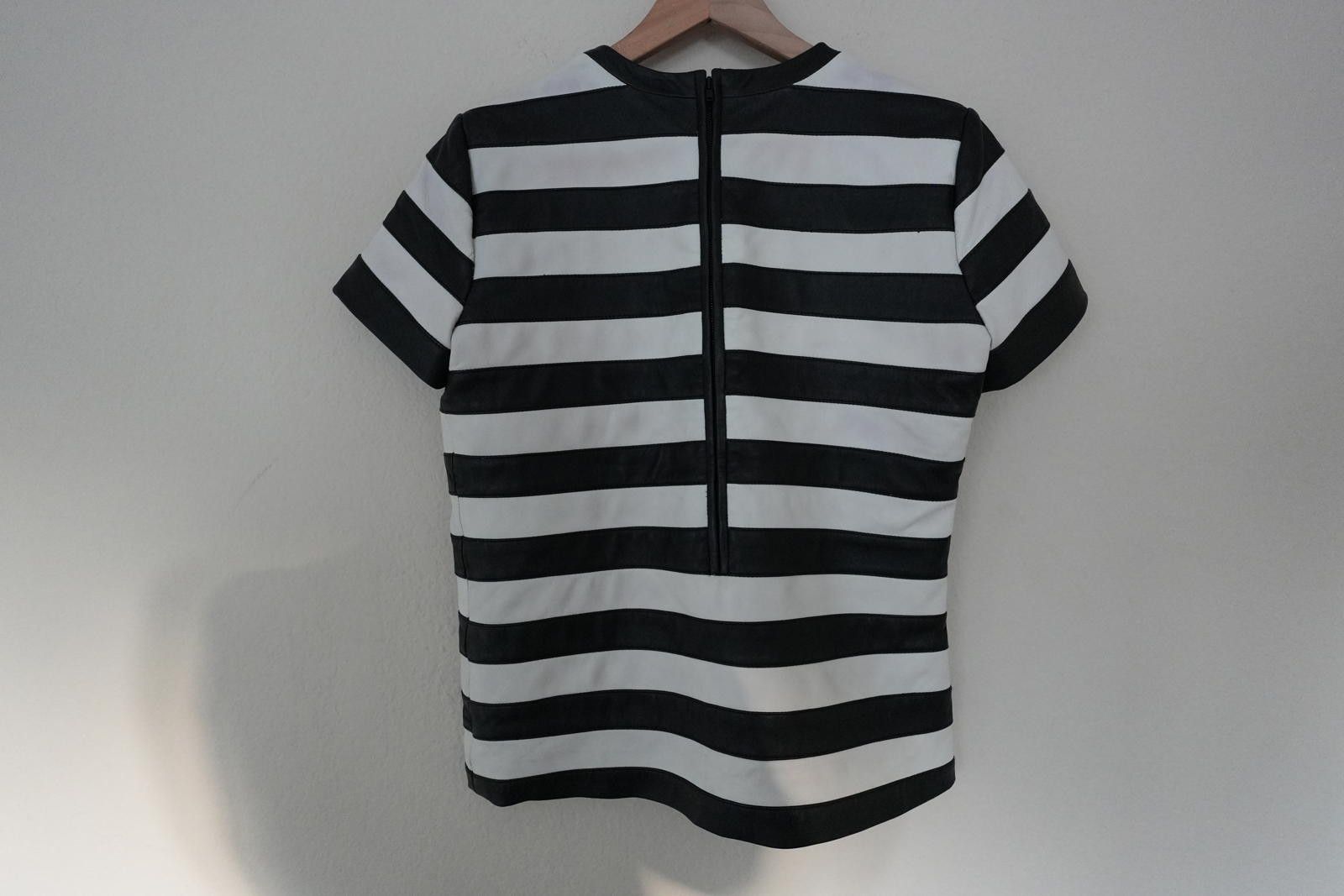 Theory Theory Women's S Black White Leather Striped 100% Lamb Skin Size S / US 4 / IT 40 - 4 Thumbnail